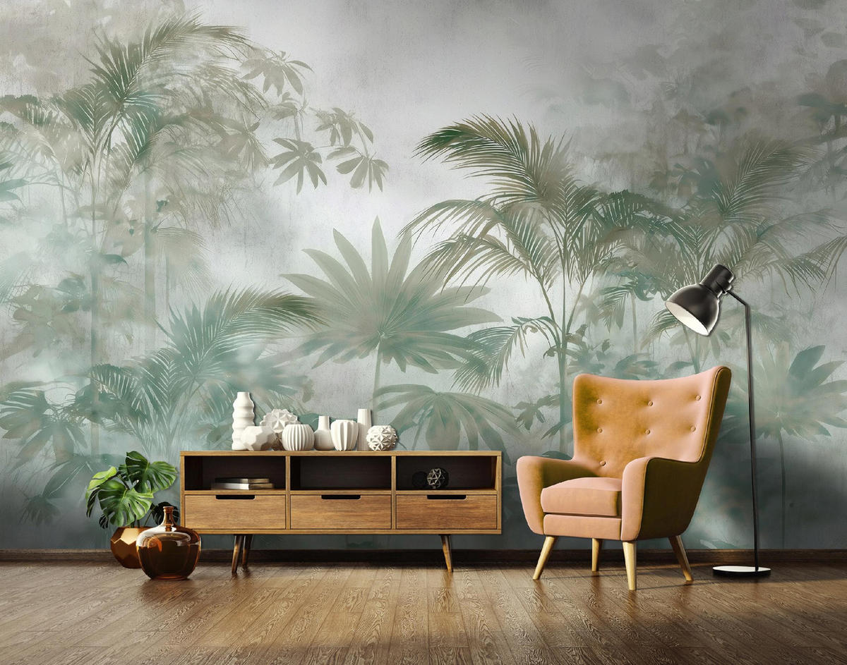 FOTOTAPETE Dschungel Blätter Grün 200x140 cm - Multicolor, Papier (200/140cm) - Wallarena