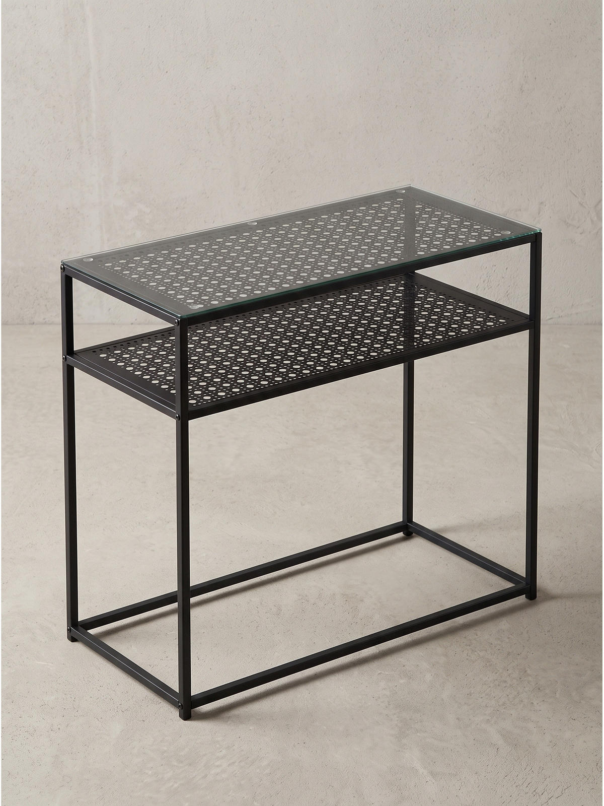 KONSOLENTISCH ALCUDIA, Einscheibensicherheitsglas, Schwarz, 80 x 40 x 77 cm - Schwarz, Glas/Metall (40/80/77cm) - KADIMA DESIGN