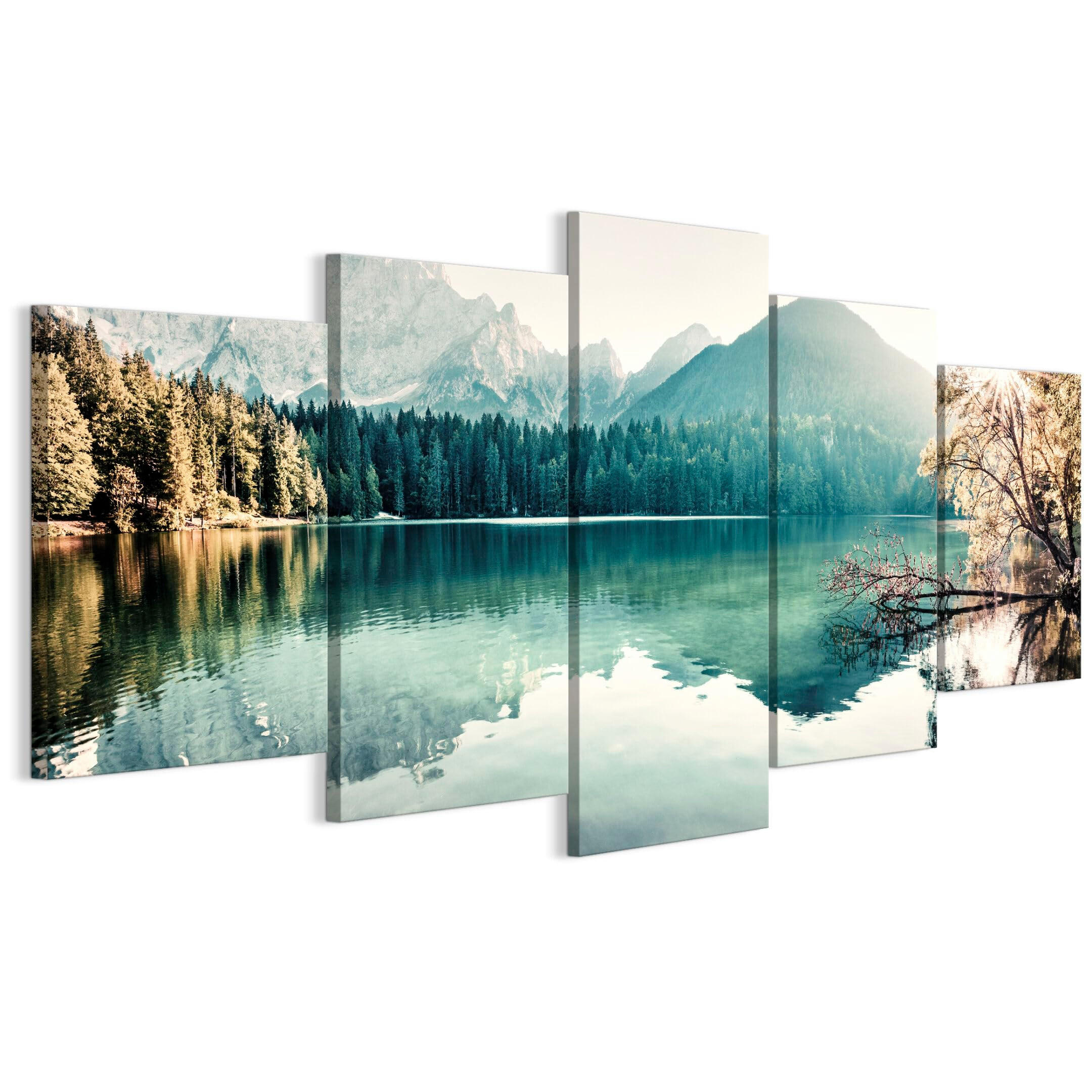 LEINWANDBILD See 5-tlg. 100x50 cm - Multicolor, Holz (100/50cm) - LUMASOUL