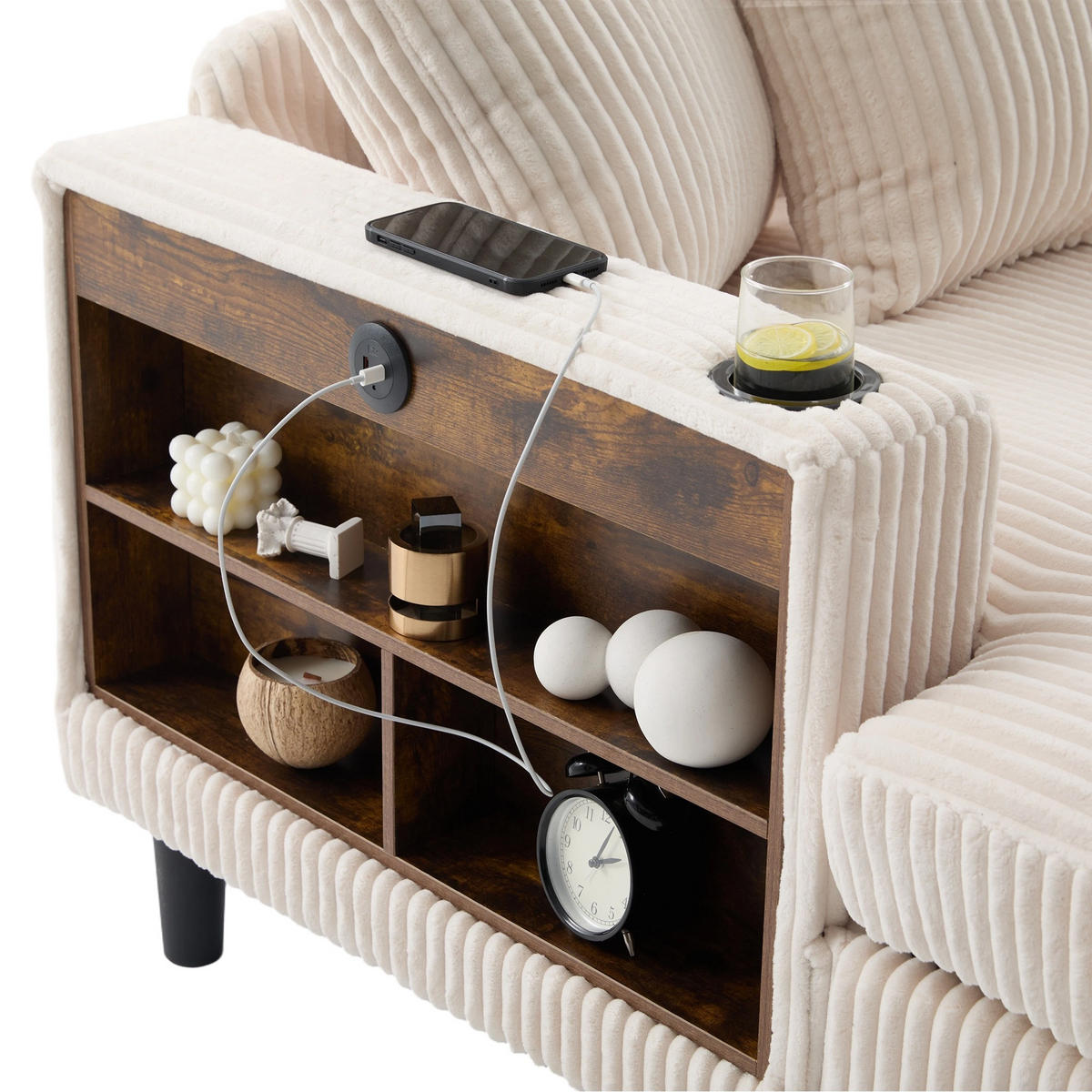 RELAXLIEGE XXL Polsterliege,Relaxsessel,Cord,Beige - Beige, Textil (129/70/170cm) - LVHOM