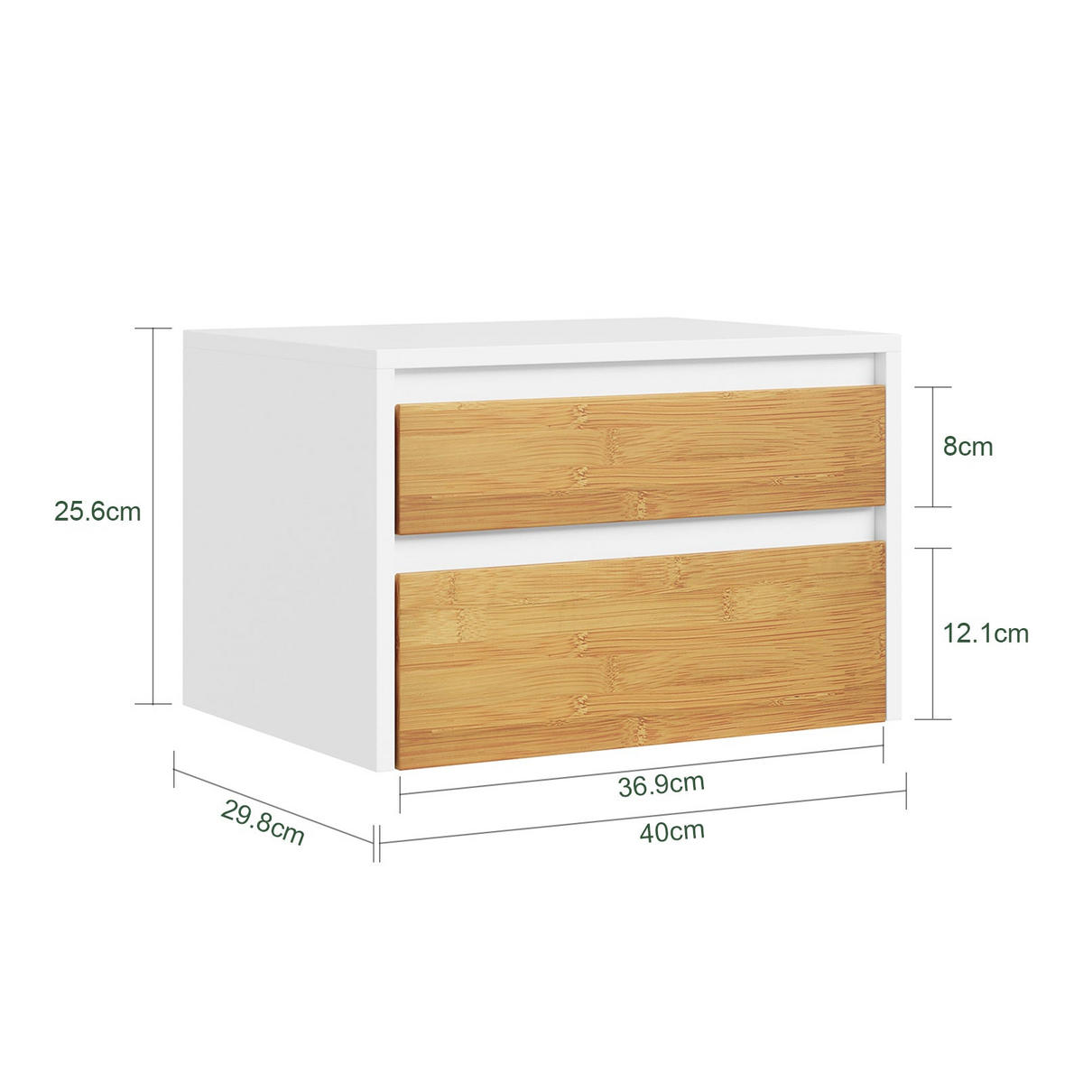 NATTBORD Vit 26x40x30cm - Vit/Naturfärgad, Träbaserade material (40/26/30cm) - SoBuy