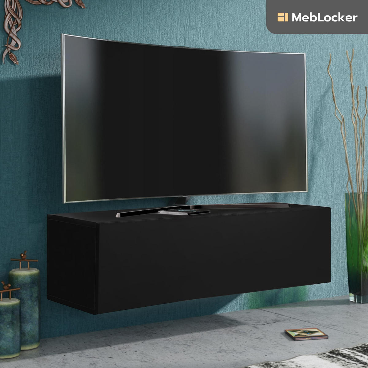 TV Schrank Schwarz 100,2 x 36,5 x 30 cm - Schwarz, Holzwerkstoff (100.2/36.5/30cm) - MebLocker