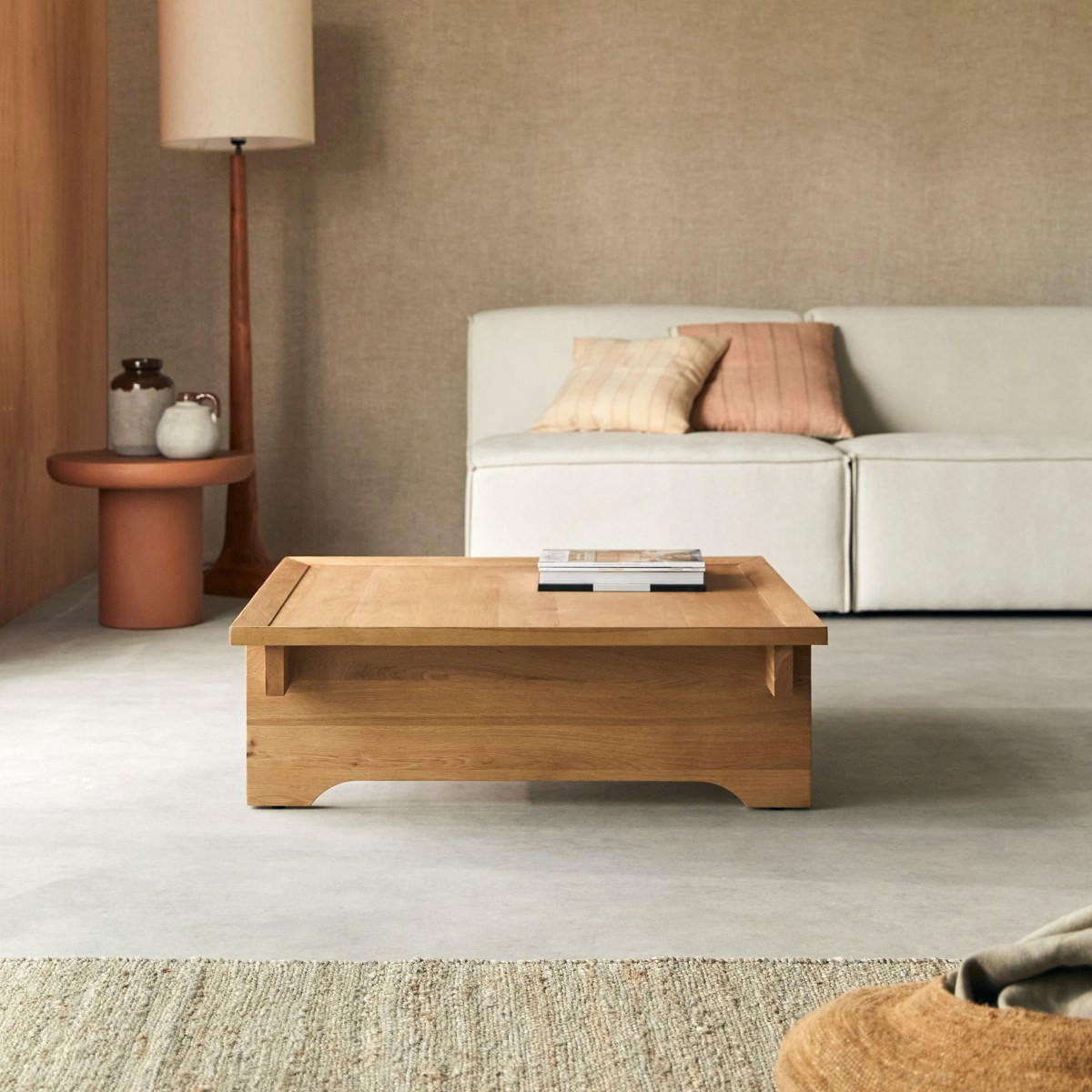 COUCHTISCH Miu Natur aus Eiche - Naturfarben, Holz (90/90/30cm) - Tikamoon