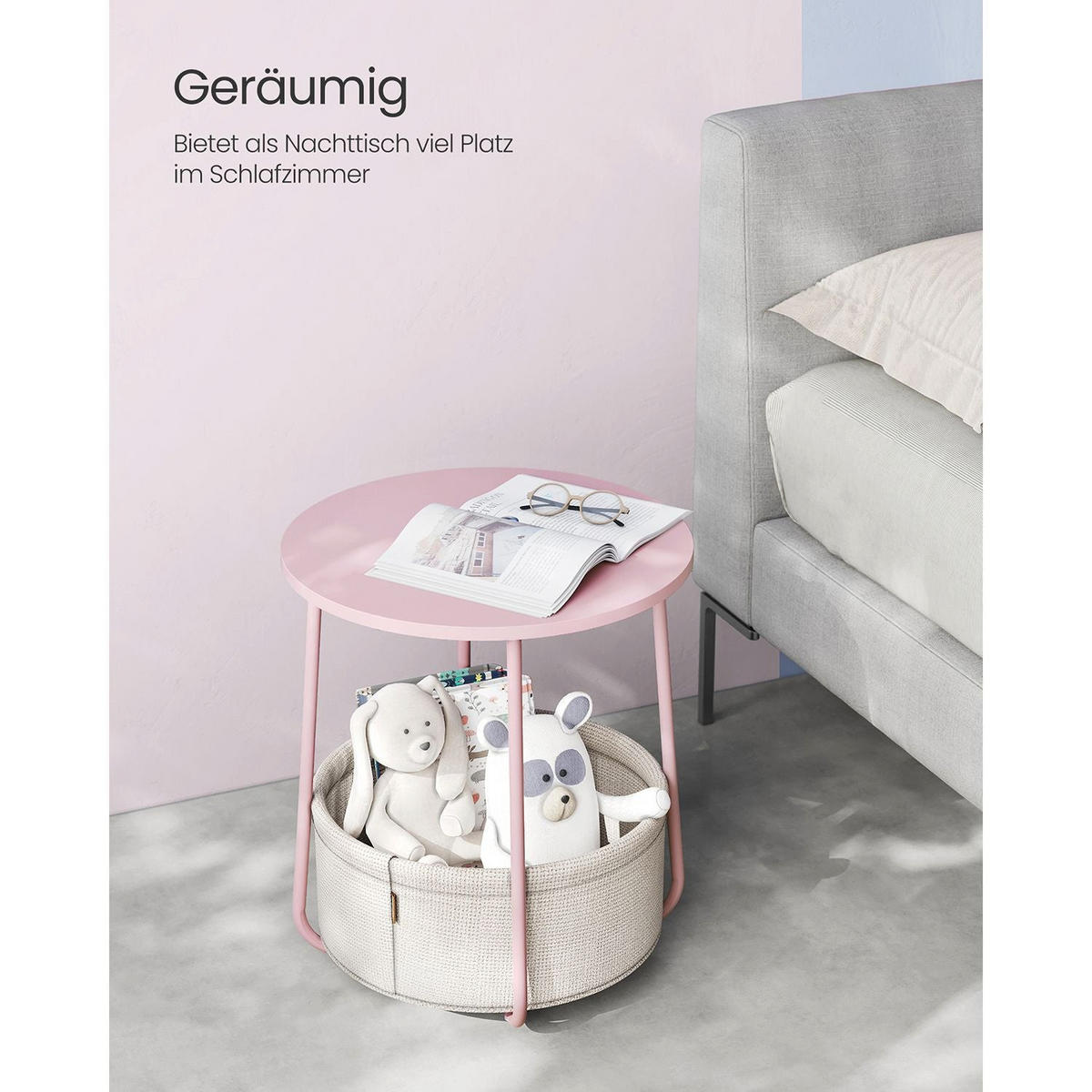 BEISTELLTISCH BASSETERRE - Rosa, Holzwerkstoff (45/45/50cm) - Hansiro