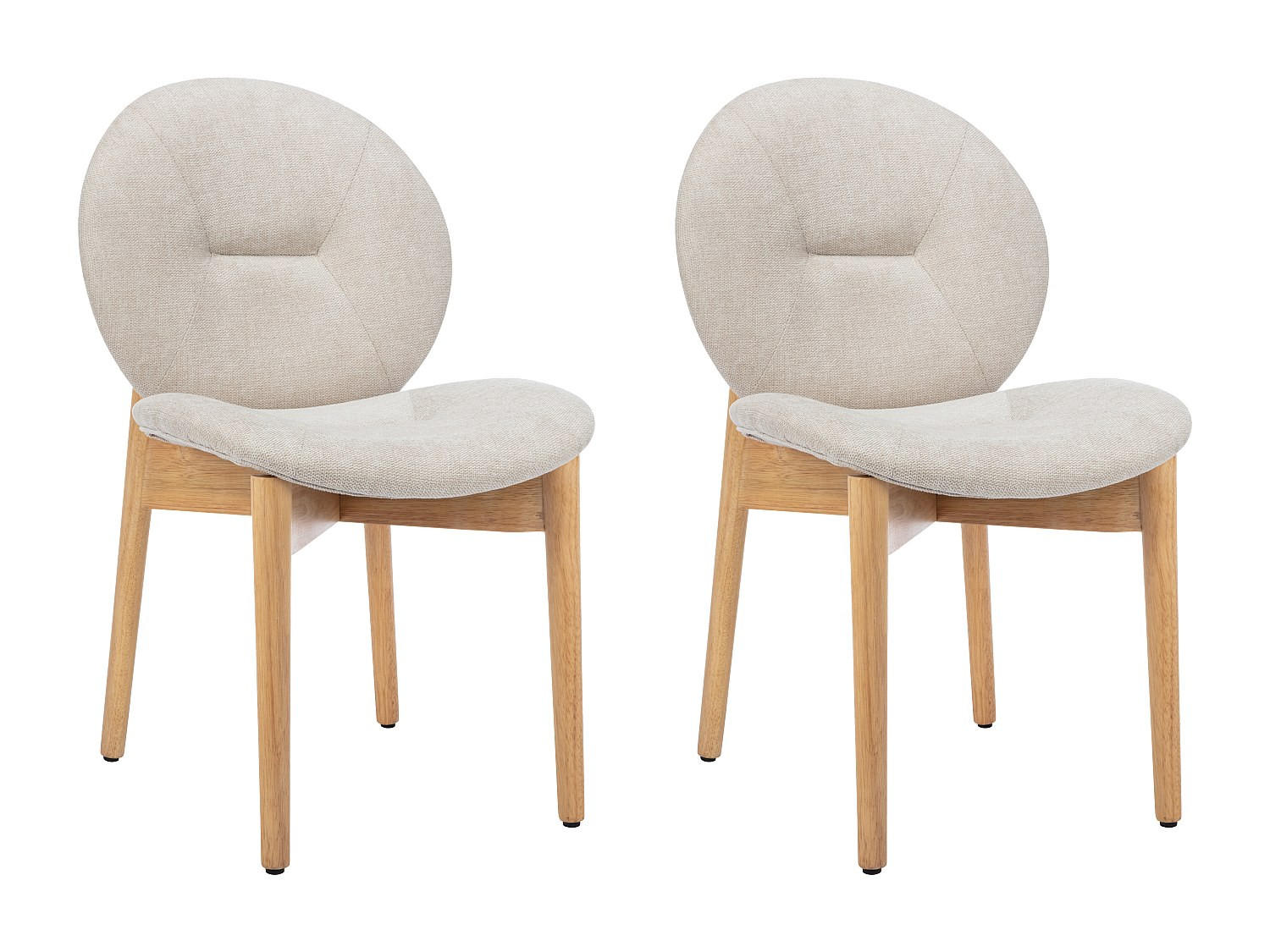 STUHL 2er-Set - Stoff & Kautschukholz - Beige - ISADIO - Beige, Textil (59.5/83/50.5cm) - Vente-Unique