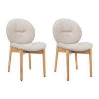 STUHL 2er-Set - Stoff & Kautschukholz - Beige - ISADIO - Beige, Textil (59.5/83/50.5cm) - Vente-Unique