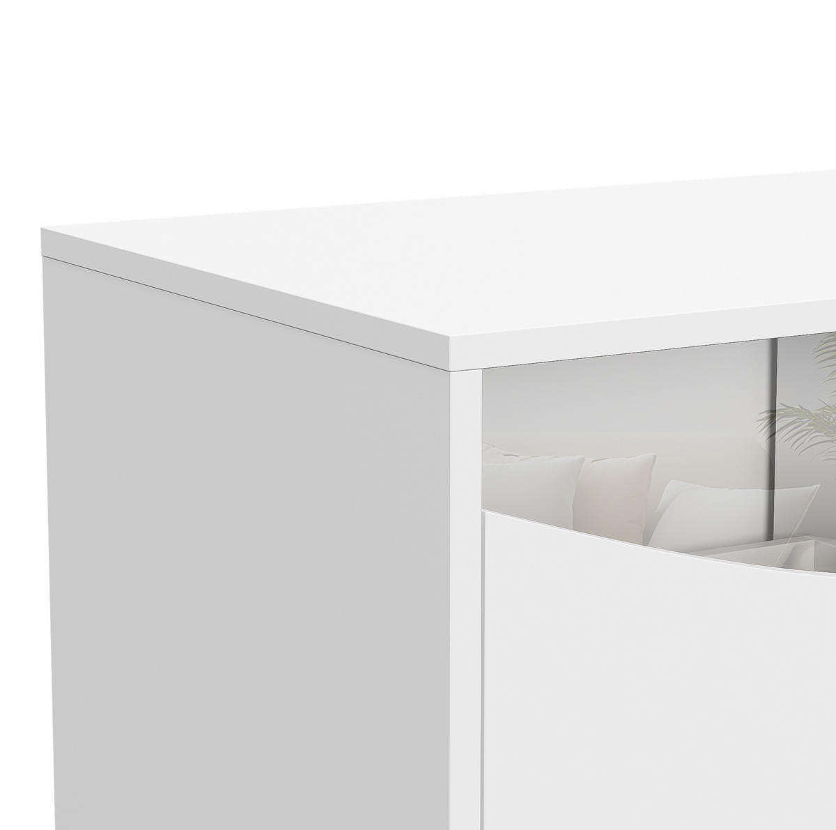 LOWBOARD 180/40/50 cm Weiß aus MDF mit LED-Beleuchtung und Glasfront - Weiß, Holzwerkstoff (40/50/180cm) - OKMYHOME