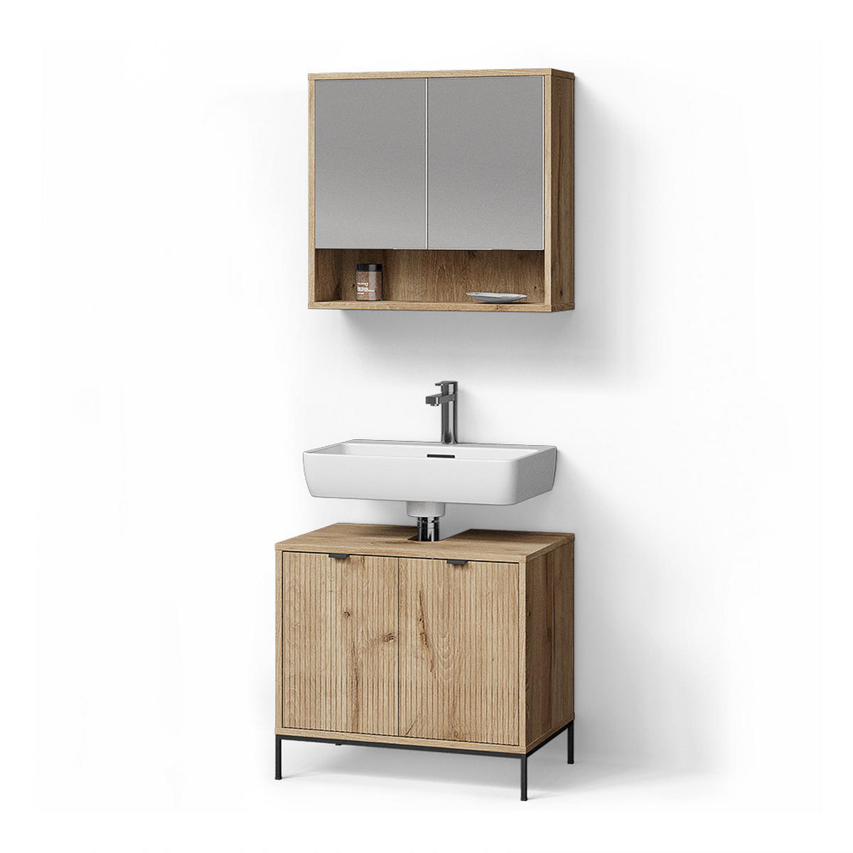 BADMÖBEL-SET ATERNO Viking Oak 2 Teile - Eiche Wotan, Holzwerkstoff (70/63/45cm) - Livinity®