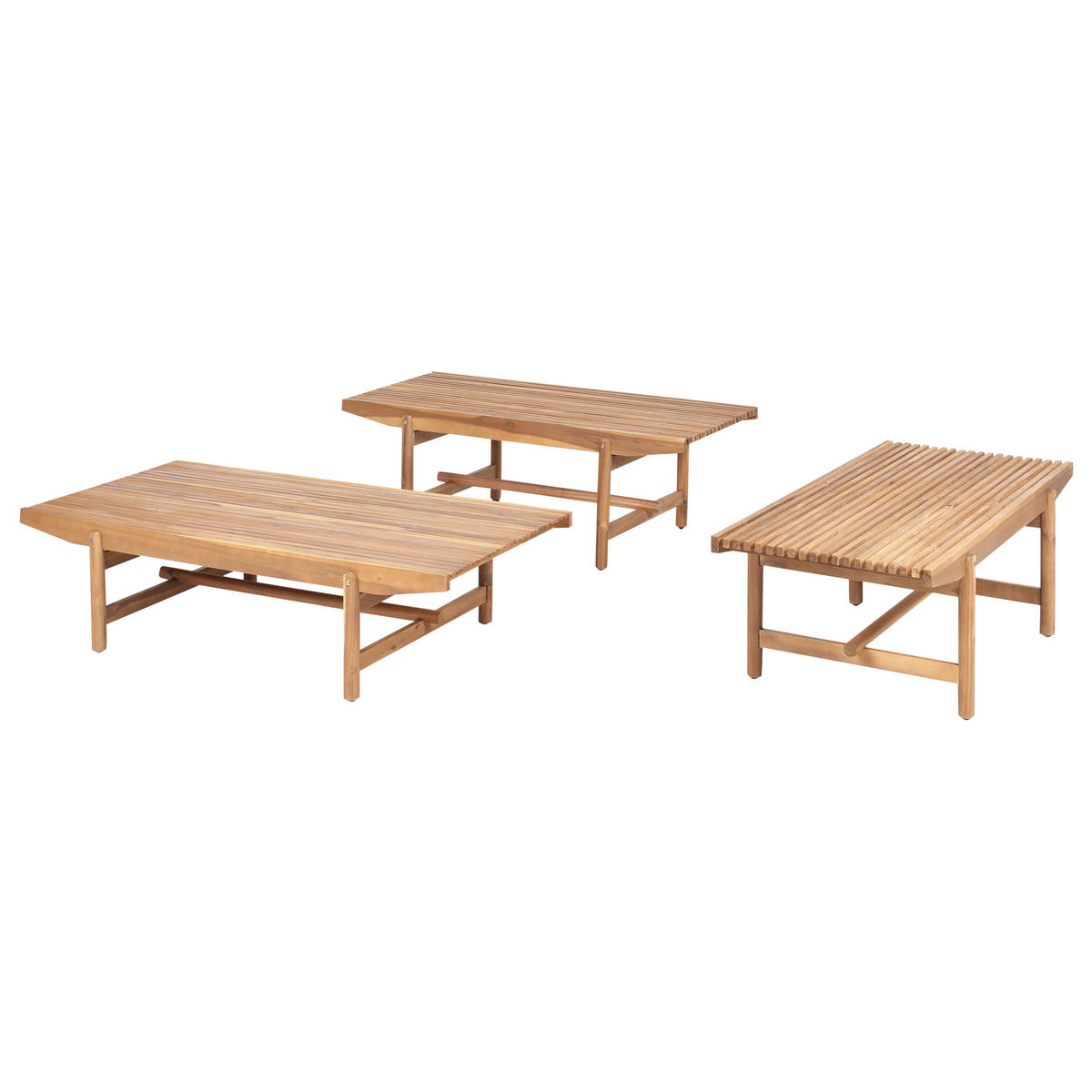 LOUNGE-SET 2-Sitzer Heller Holzfarbton Giaveno - Hellbraun/Weiß, Holz - Beliani