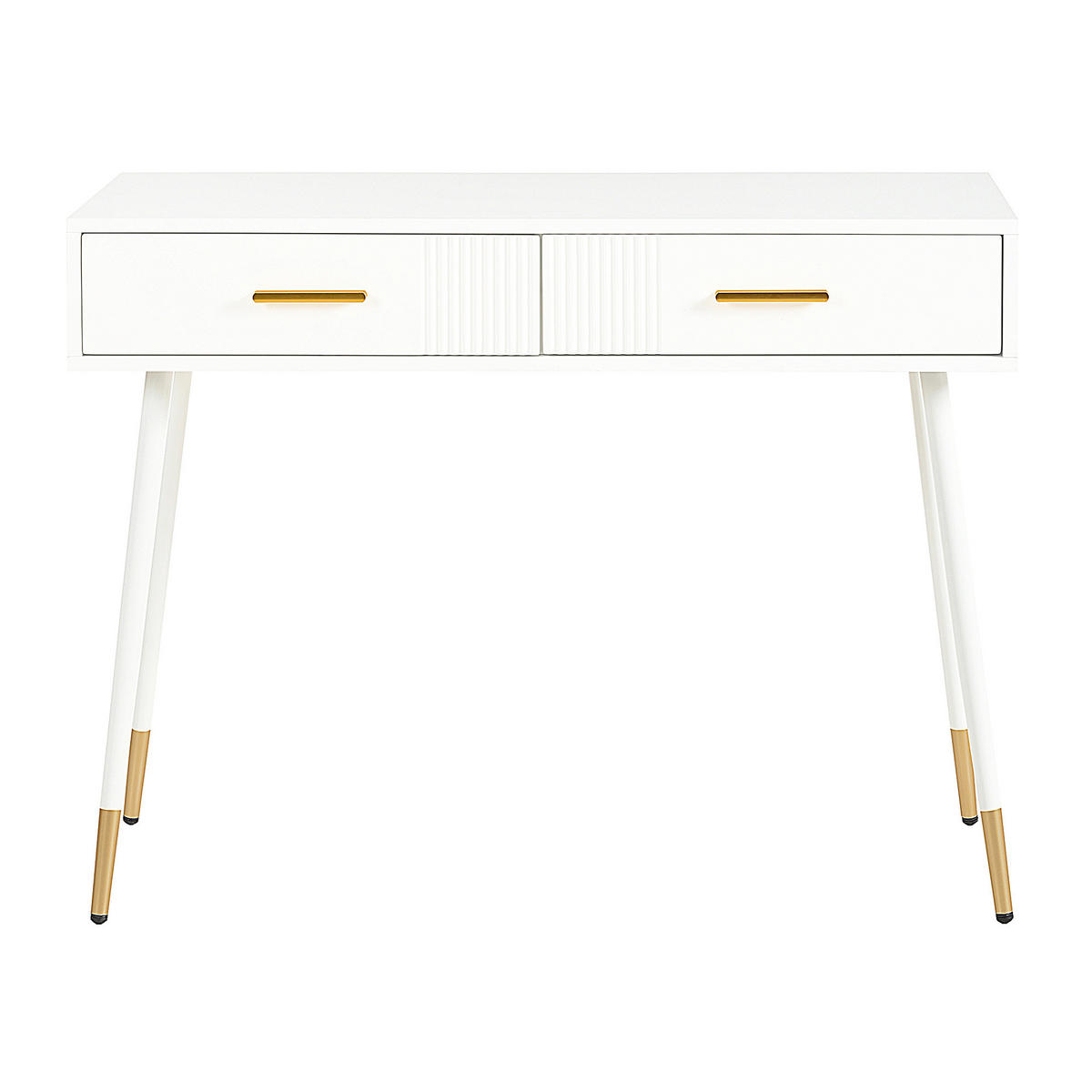 STOL za šminkanje, 100/40/76 cm, MDF bijeli, s 2 ladice - bijela, drvni materijal (40/76/100cm) - BEAOK