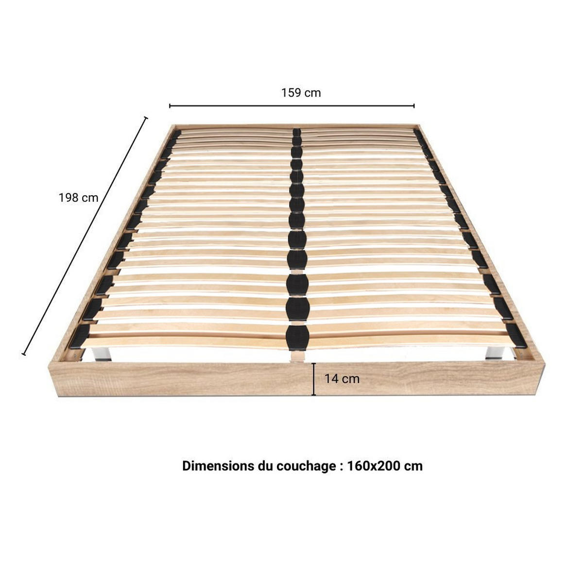 BETTRAHMEN SOMKIT mit Einlegerahmen/ 160x200, Eiche Gebleichte Dekor - Eichefarben, Holzwerkstoff (160/200cm) - Weber Industries