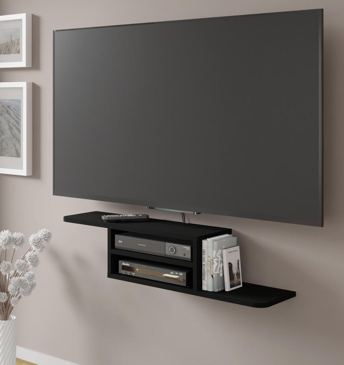 TV LOWBOARD Schwarz 90/20/22 - Schwarz, Holzwerkstoff (90/20/22cm) - RAUMHIRSCH FURNITURE