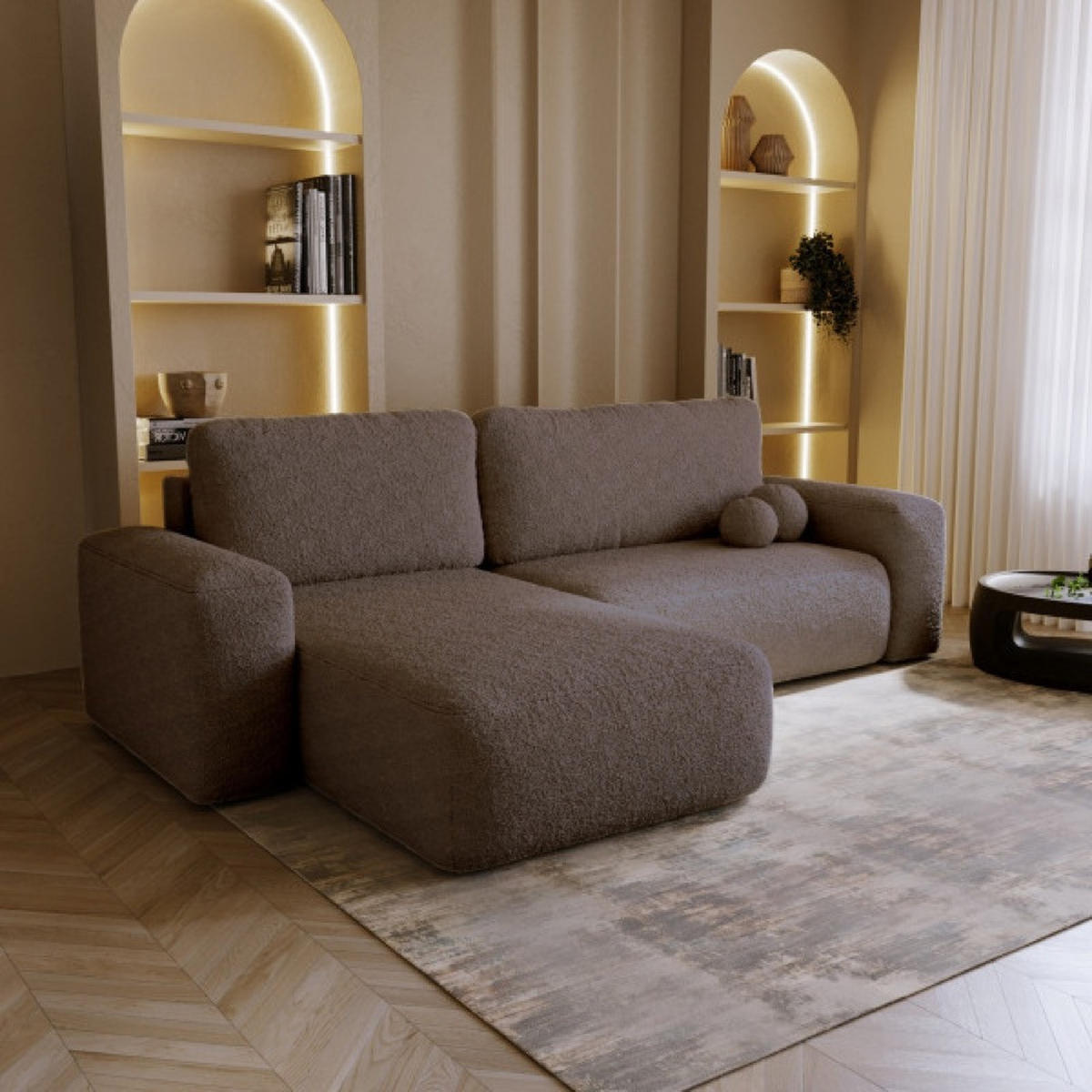 ECKSOFA Violett-Braun ILO Mit Schlaffunktion Und Bettkasten - Flieder/Braun, Textil (282/177cm) - Sepro Meble