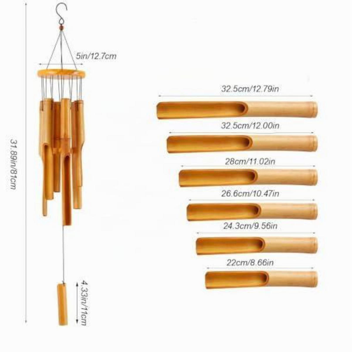 WINDSPIEL Bambus 38 cm - Braun, Naturmaterialien (38/18/38cm)