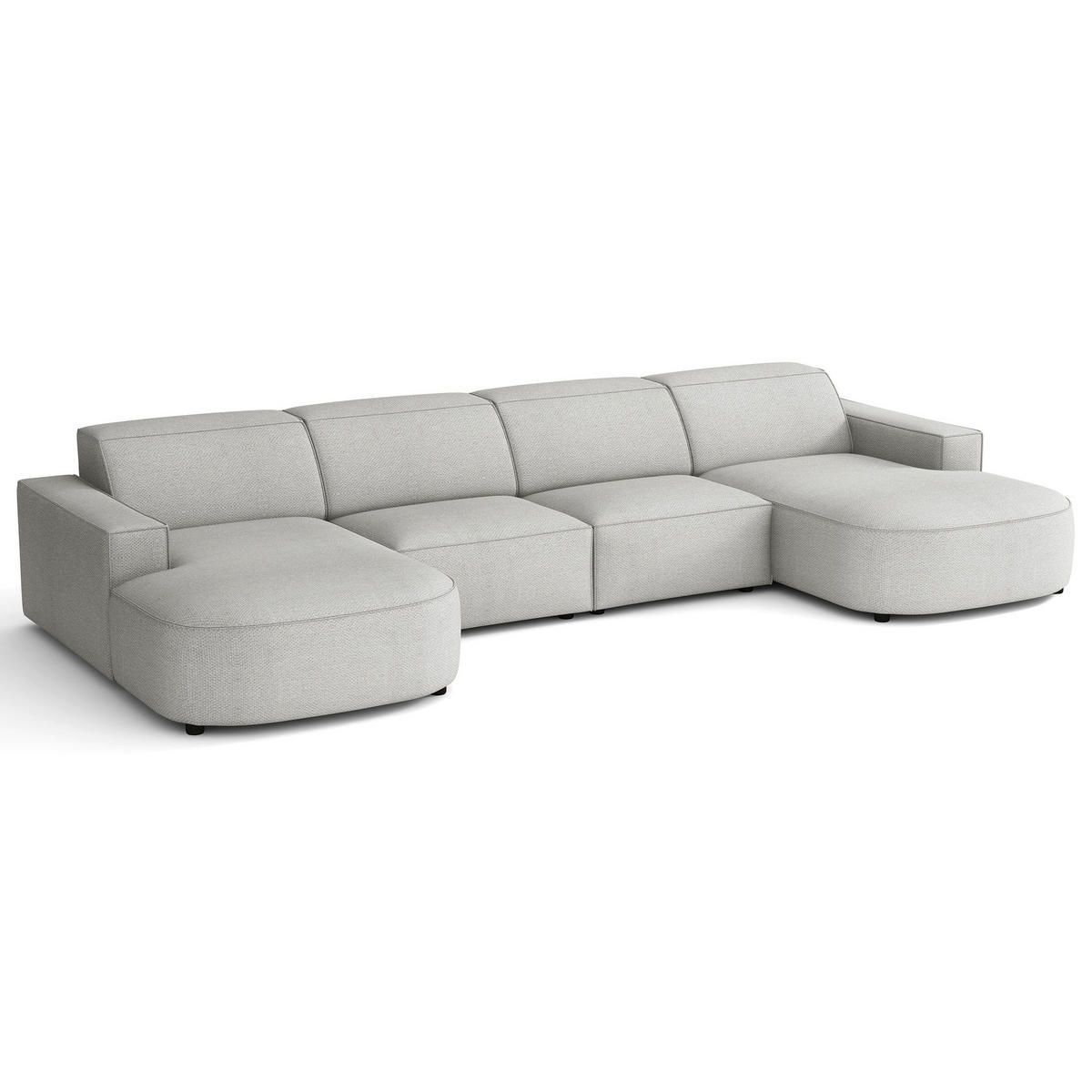 SEDACÍ SOUPRAVA Sallmo ve tvaru U, třímístná, univerzální, 368 cm - černá/světle šedá, textil/plast (368/72/167cm) - Selsey