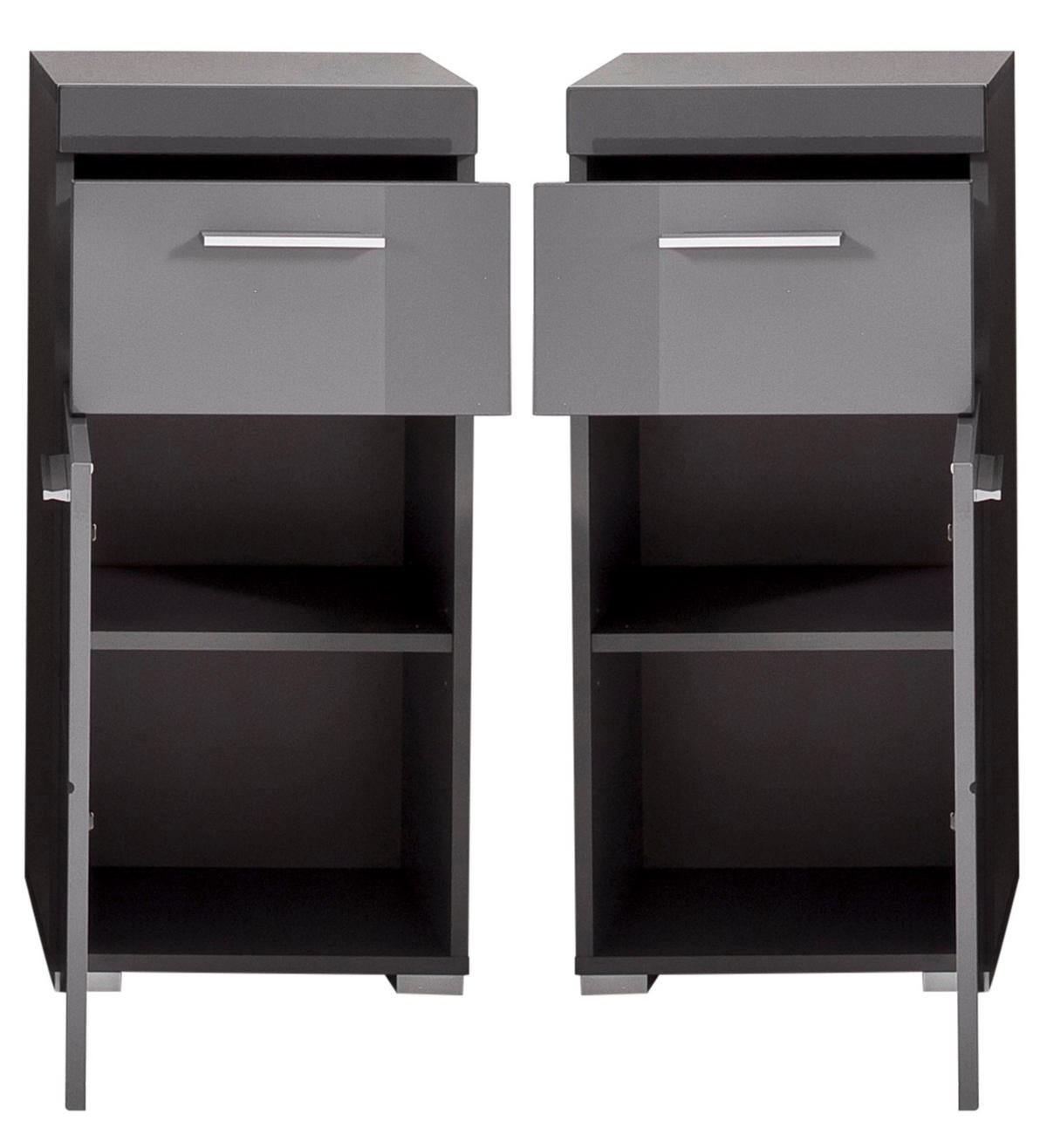 BADSCHRANK grau Hochglanz 37 x 79 cm, Badezimmer Kommode modern - Grau, Holzwerkstoff/Kunststoff (37/79/31cm) - Top.Furn