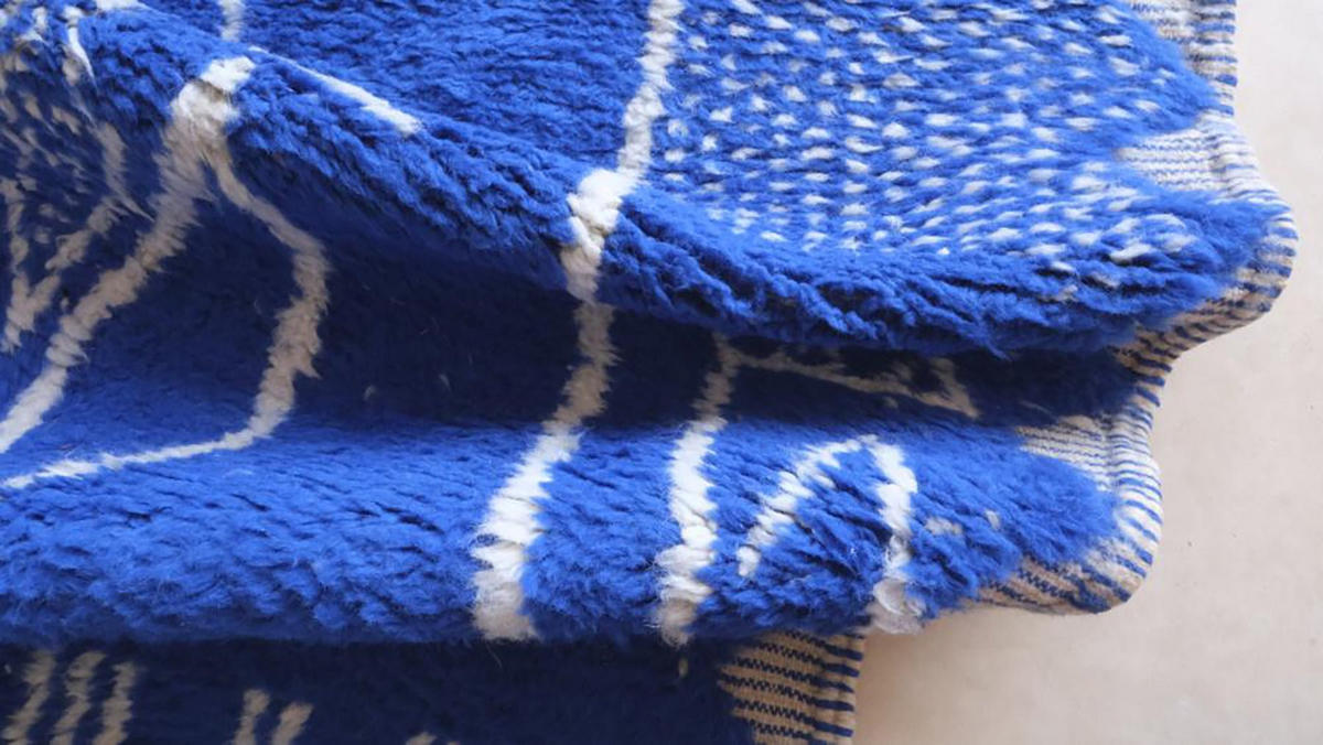 BERBERTEPPICH aus Marokko aus reiner Wolle 200x 300 cm - Blau, Naturmaterialien (200/300cm) - AFK Living