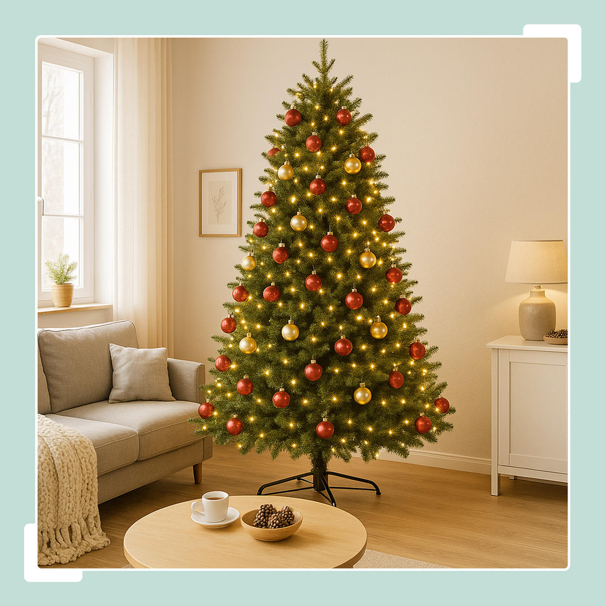 KUNST-WEIHNACHTSBAUM - Dunkelgrün, Kunststoff/Metall (210/210cm) - Relaxdays