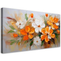 WANDBILD weiße und orangefarbene wildblumen - Orange, Textil (120/60cm) - Feeby