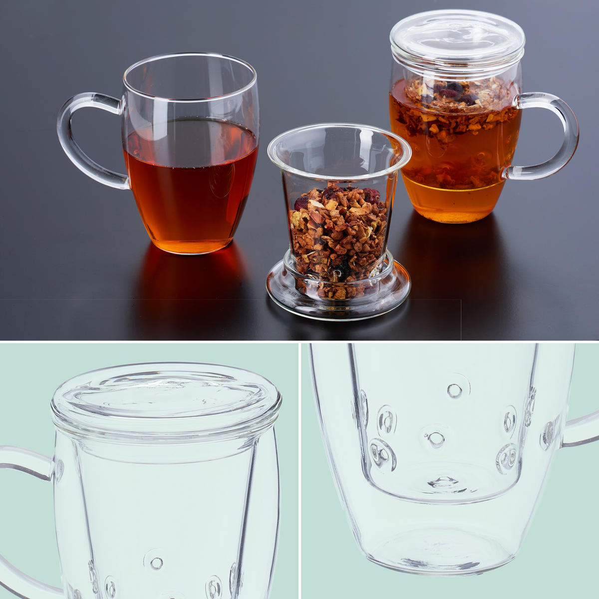 2XTEEGLAS - Transparent, Glas (0.45L) - Relaxdays