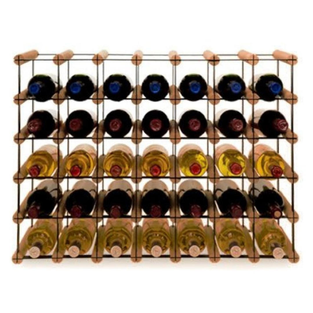 WEINREGAL Vinotega Mod Metal 52,5x72,5x24,5 cm 7x5 Flaschen Massives Kiefernholz Braun Geölt - Braun, Holz (72.5/52.5/24.5cm) - PROREGAL