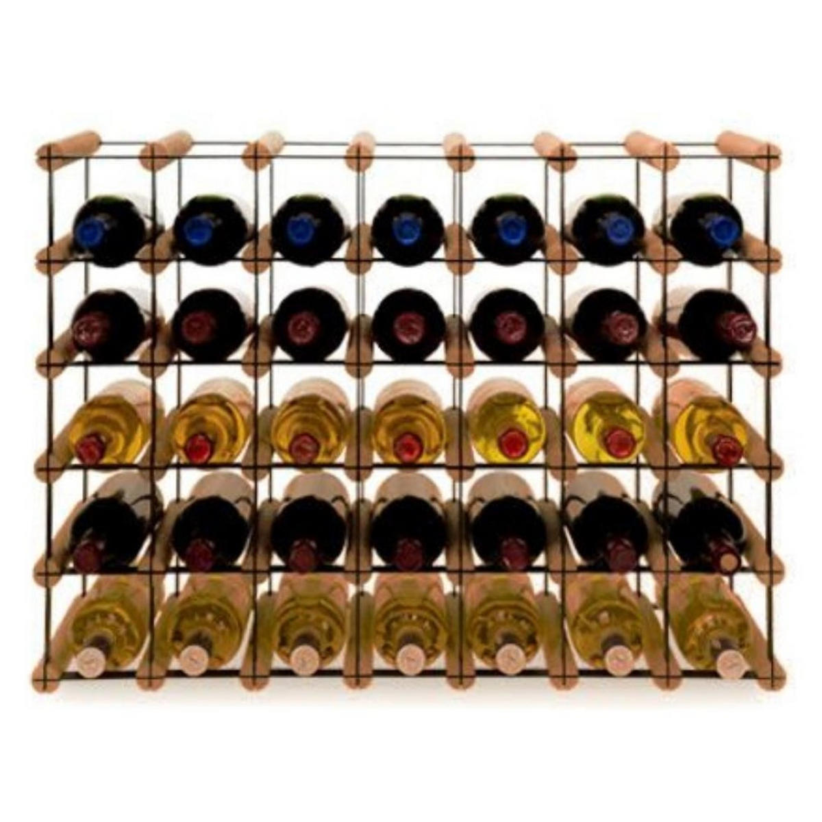 WEINREGAL Vinotega Mod Metal 52,5x72,5x24,5 cm 7x5 Flaschen Massives Kiefernholz Braun Geölt - Braun, Holz (72.5/52.5/24.5cm) - PROREGAL