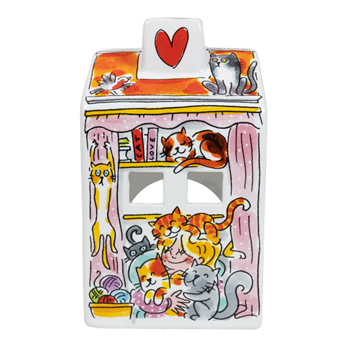 LICHTHAUS Katze in Bunt - 14,5cm - Multicolor, Keramik (8.5/14.5/8.3cm) - Blond Amsterdam