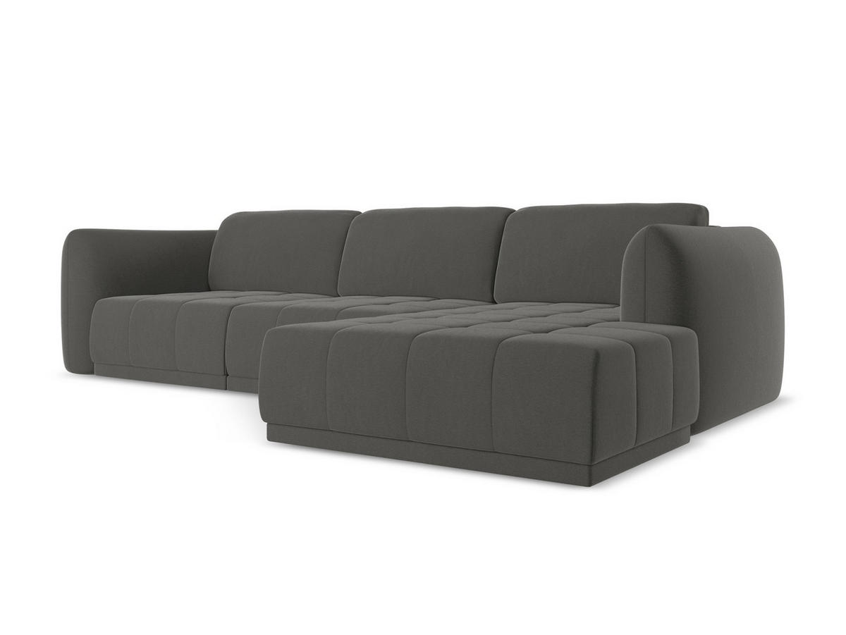 ECKSOFA Rechts Samt Stoff Grau - Dunkelgrau/Schwarz, Kunststoff/Textil (290/170cm) - Makamii