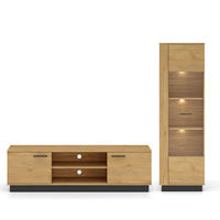 WOHNZIMMER-SET Modesto Eiche Style hell / schwarz 2-teilig - Hellbraun/Eichefarben, Holz/Holzwerkstoff (230/196/40cm) - Feldmann-Wohnen