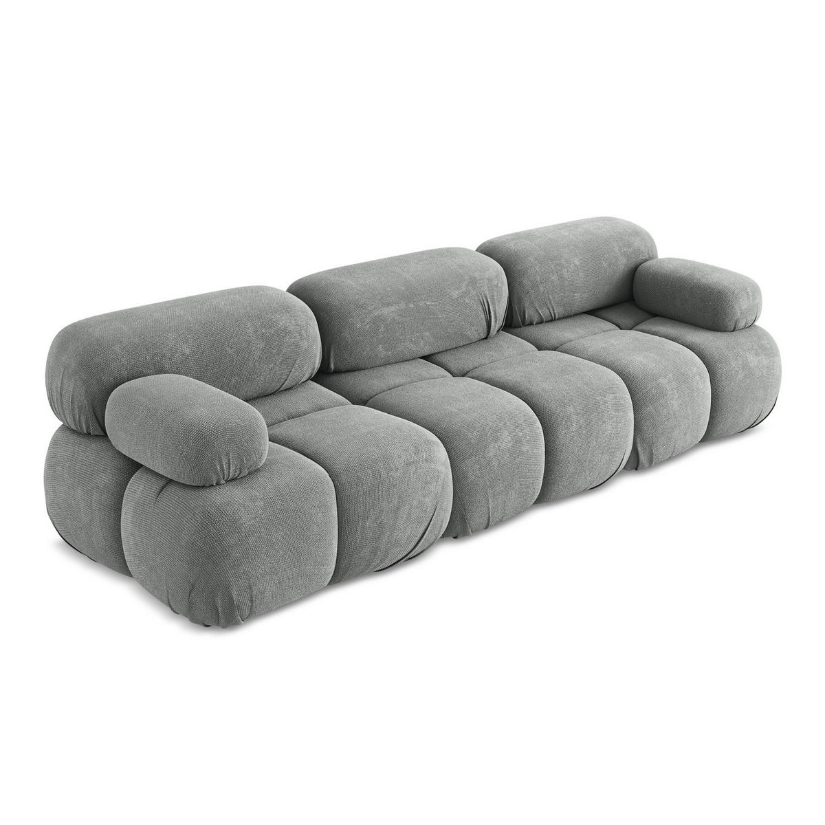 3-SITZER SOFA Chenille Stoff Grau - Blau/Schwarz, Kunststoff/Textil (285/70/96cm) - LaMiaSofa