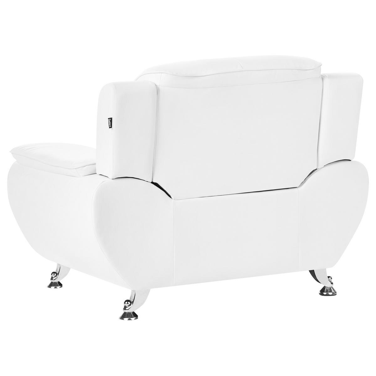 SESSEL Kunstleder Weiß Leira - Silberfarben/Weiß, Kunststoff/Metall (111/86/78cm) - Beliani