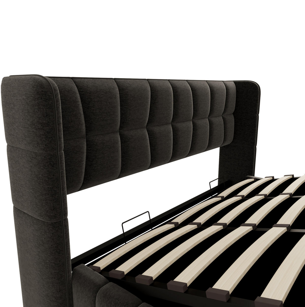 POLSTERBETT 180/200 cm aus Stoff mit Stauraum und Lattenrost Grau - Grau, Textil (180/200cm) - Modenvie