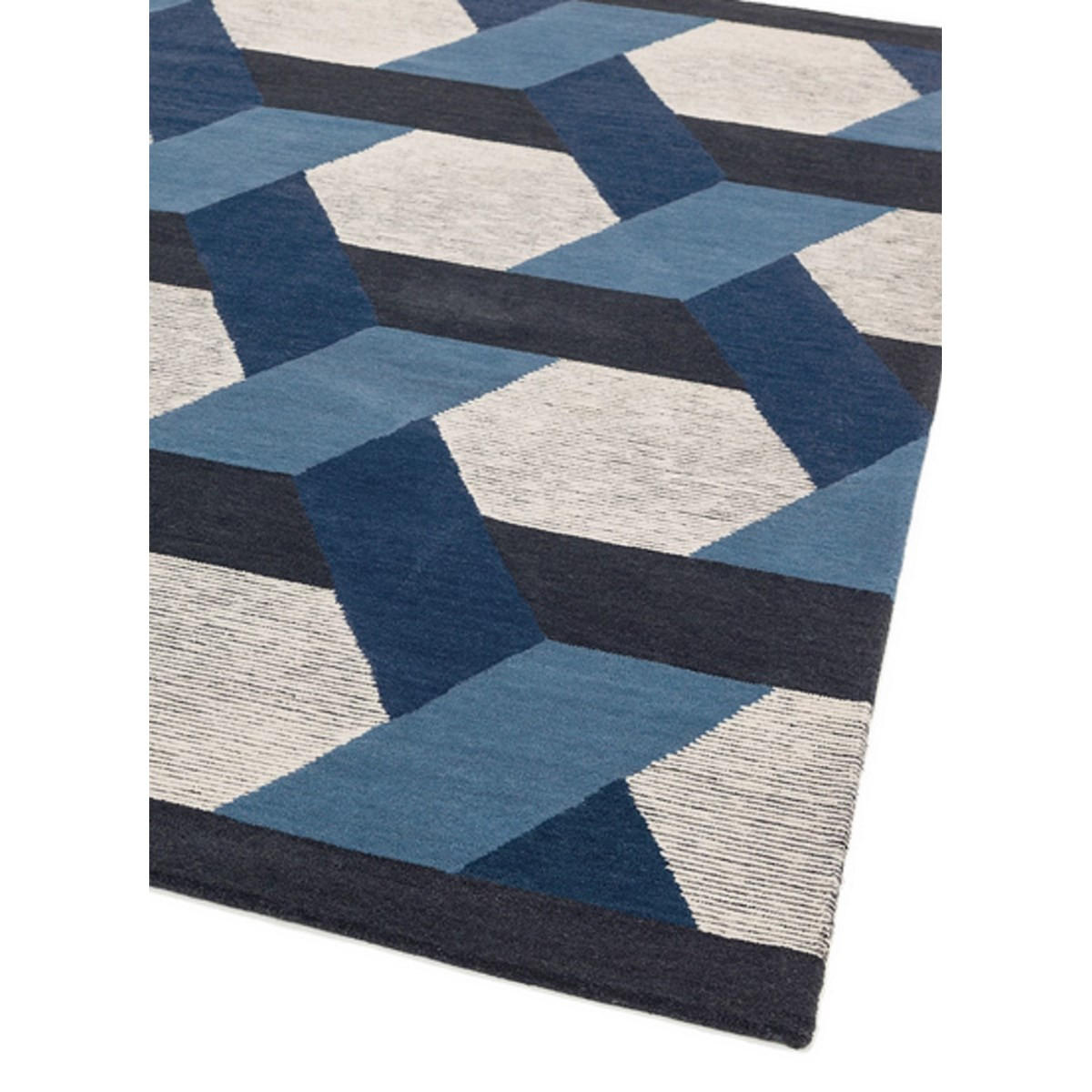 TEPPICH Flachgewebter für Wohn- und Schlafzimmer CAMPTON Blau 200 x 300 cm - Blau, Naturmaterialien (200/300cm) - Novatrend