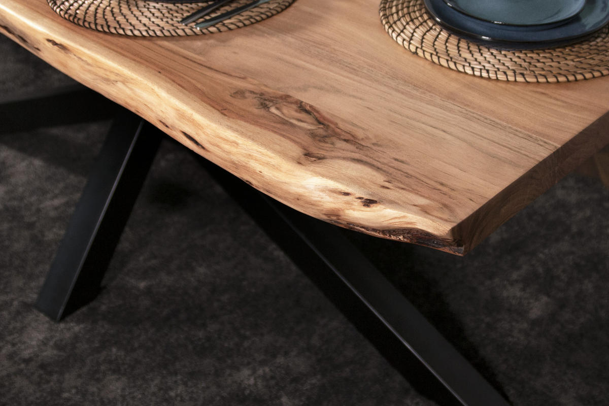 ESSTISCH CALI - Beige/Schwarz, Holz/Metall (100/200/77cm) - SAM
