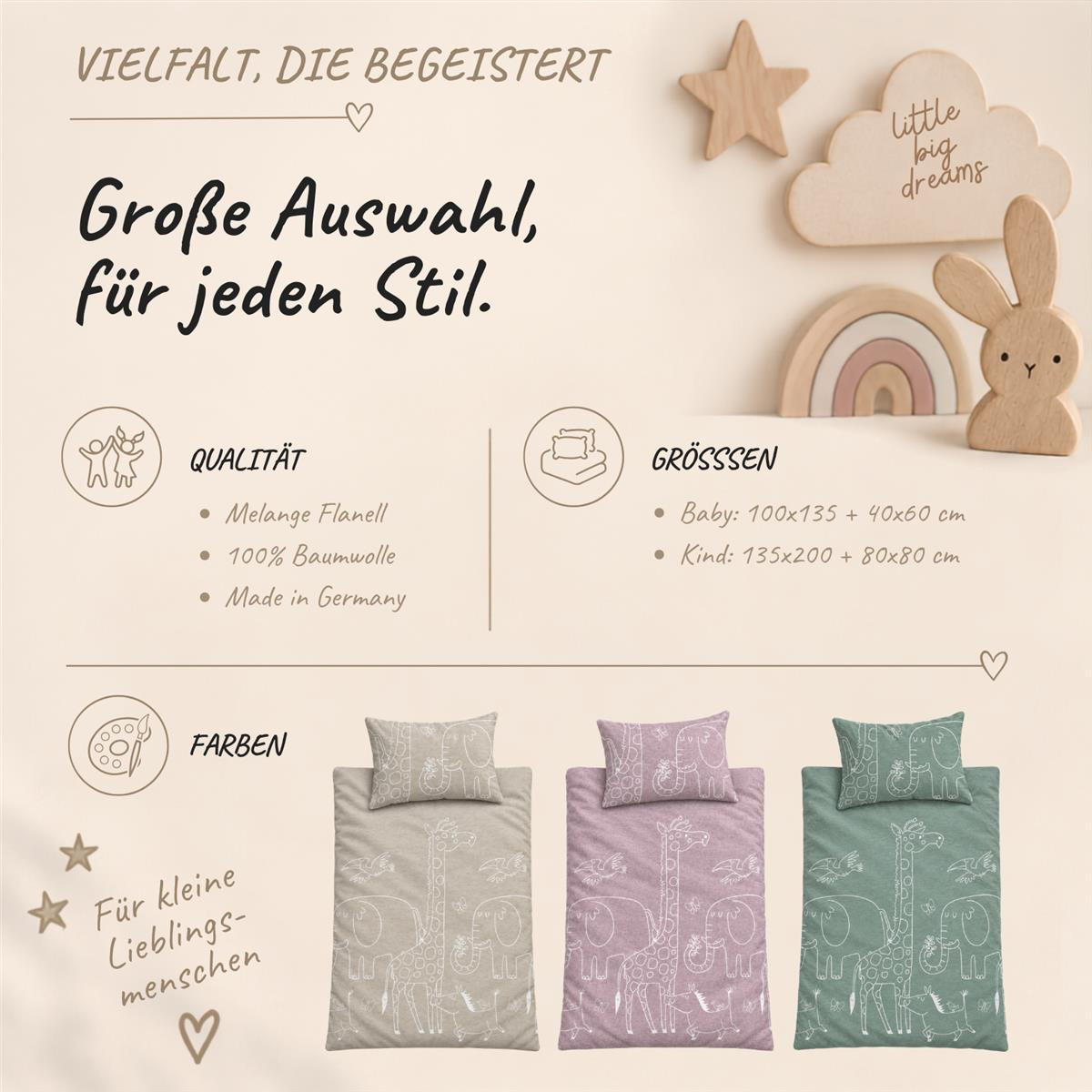 BIBER-BETTWÄSCHE 100x135 für Babys - Made in Germany! Flauschig warmer Flanell Kinder Bettbezug aus 100% Baumwolle für Herbst & Winter - Tiere Rosa - Rosa, Textil (100/135cm) - Carpe Sonno
