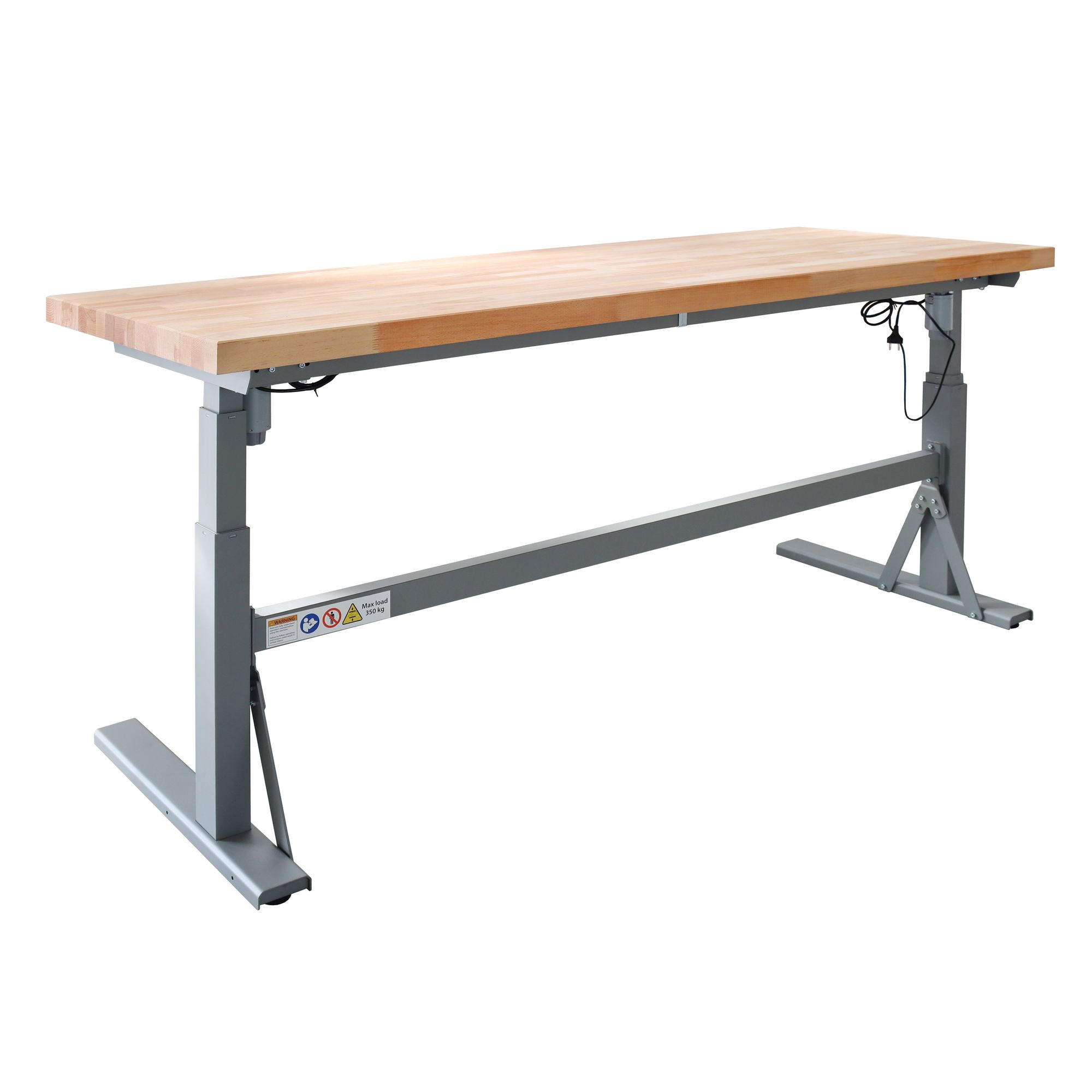 WERKBANK höhenverstellbar Giant Rhino 70-117x200x75cm Traglast 300kg Staubgrau - Grau, Holz (200/117/75cm) - PROREGAL