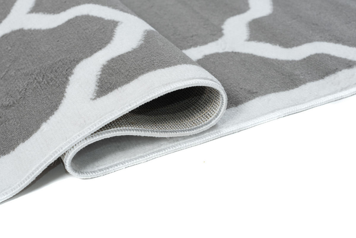 TEPPICH LUXURY Grau Marokkanisch Rauten 140/200 cm - Grau, Textil (140/200cm) - Tapiso