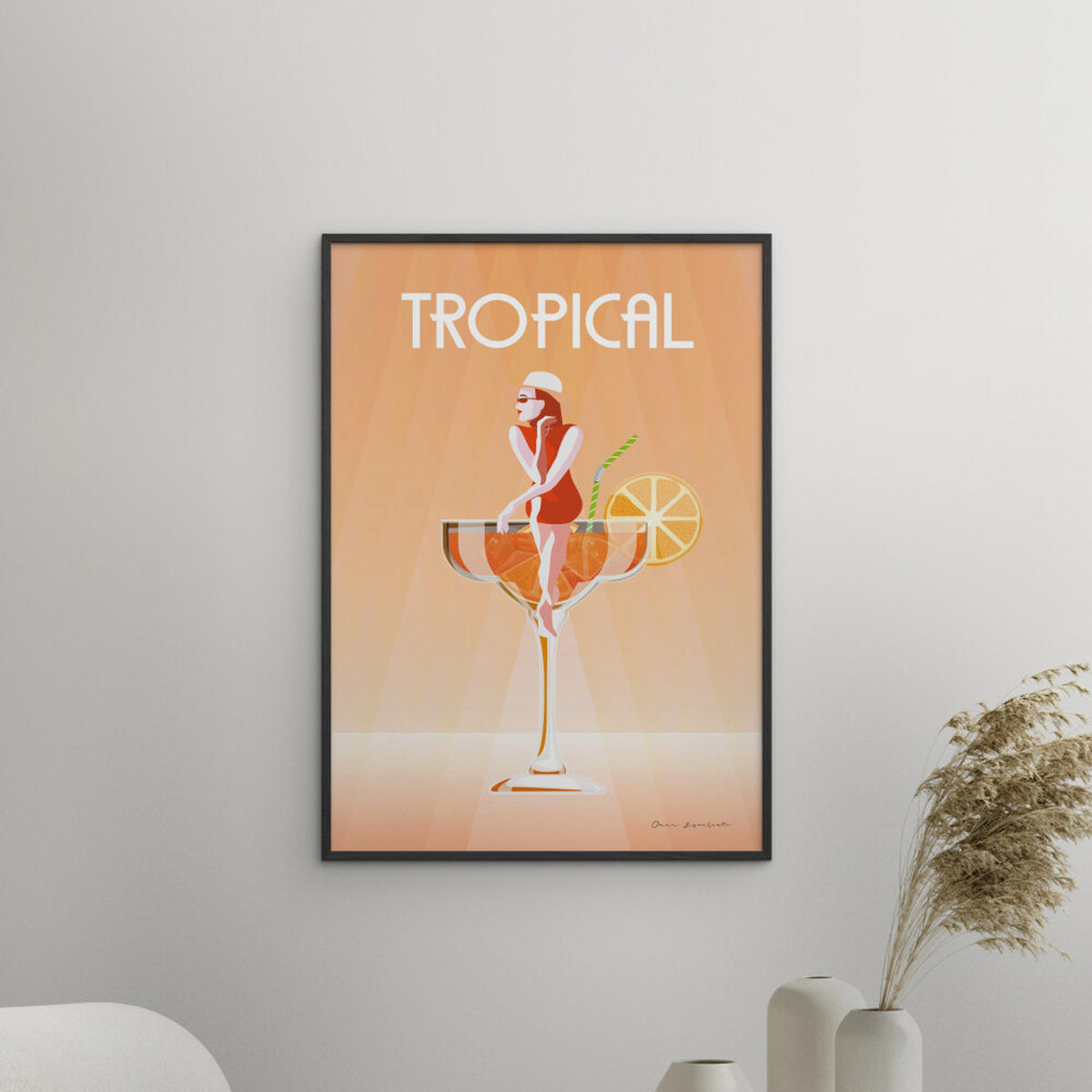 POSTER mit Rahmen Wild Apple - Tropical Drink - Schwarz/Orange, Holz/Papier (50/70cm) - Poster&Frame