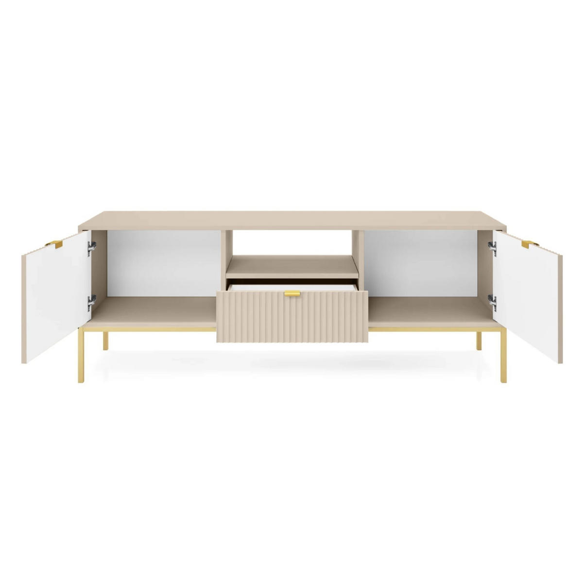 TV-LOWBOARD Vellore Beige / Gold 154 cm - Beige/Goldfarben, Holzwerkstoff/Metall (154/56/39cm) - Selsey