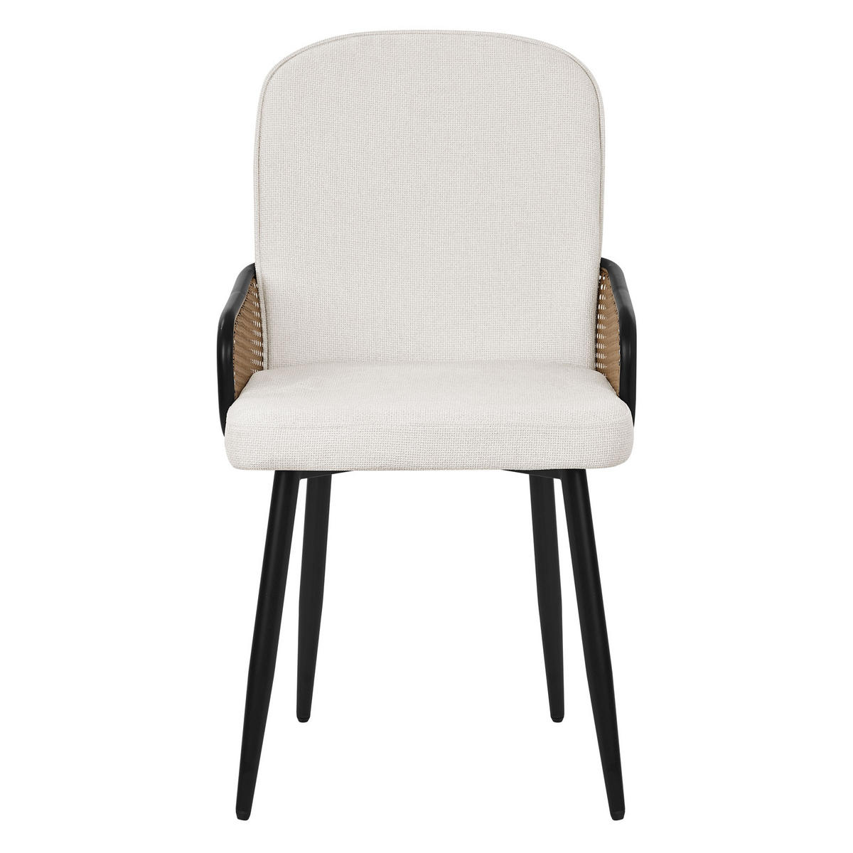 ESSZIMMERSTÜHLE 2er Set Beige mit Stoffbezug Rattan Optik - Beige/Schwarz, Naturmaterialien/Textil (51/91/61cm) - ML-DESIGN