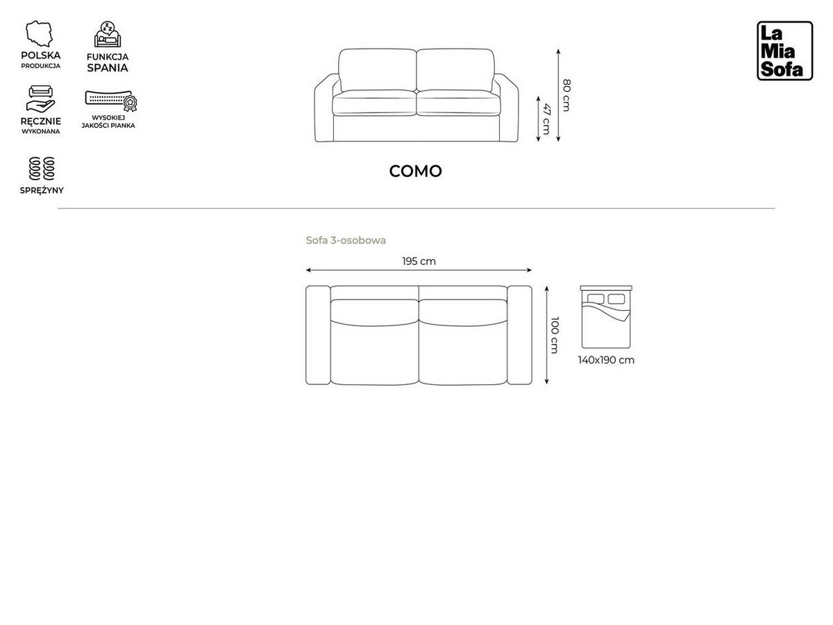 3-SITZER SOFA mit Schlaffunktion Cord Stoff Gelb - Currygelb/Gelb, Kunststoff/Textil (195/80/100cm) - LaMiaSofa