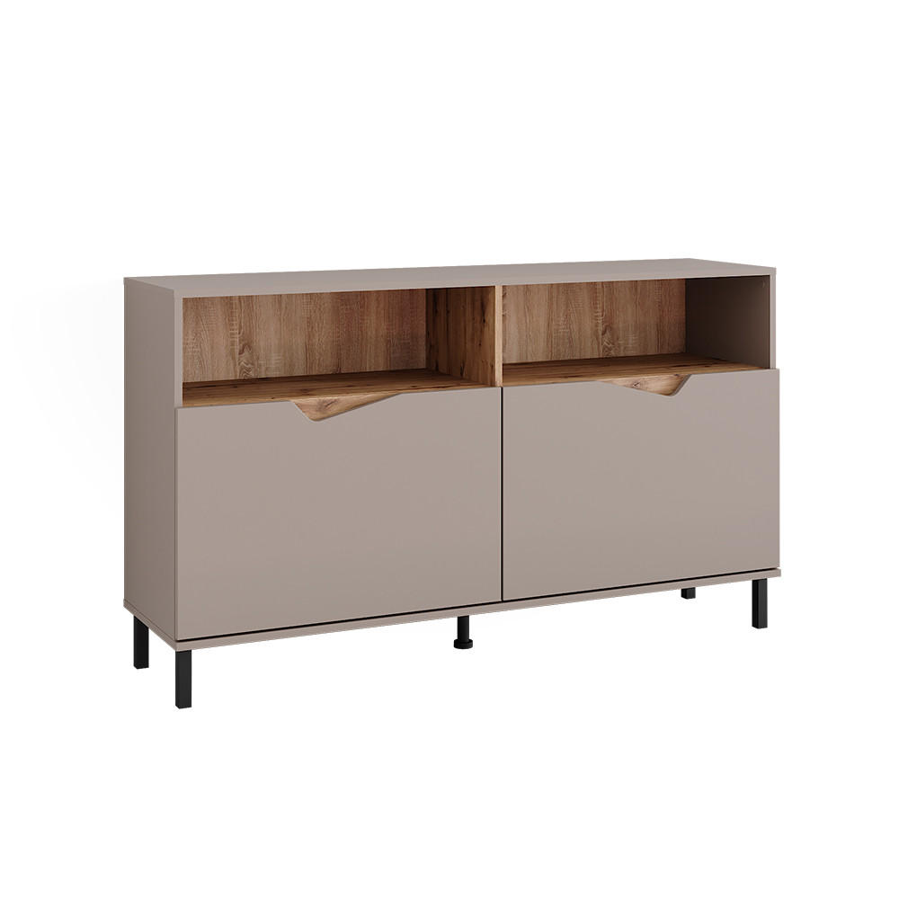 KREDENC Marelle Béžový dub/Artisan - světle šedá/šedobéžová, kompozitní dřevo (140/81.3/38cm) - Vicco