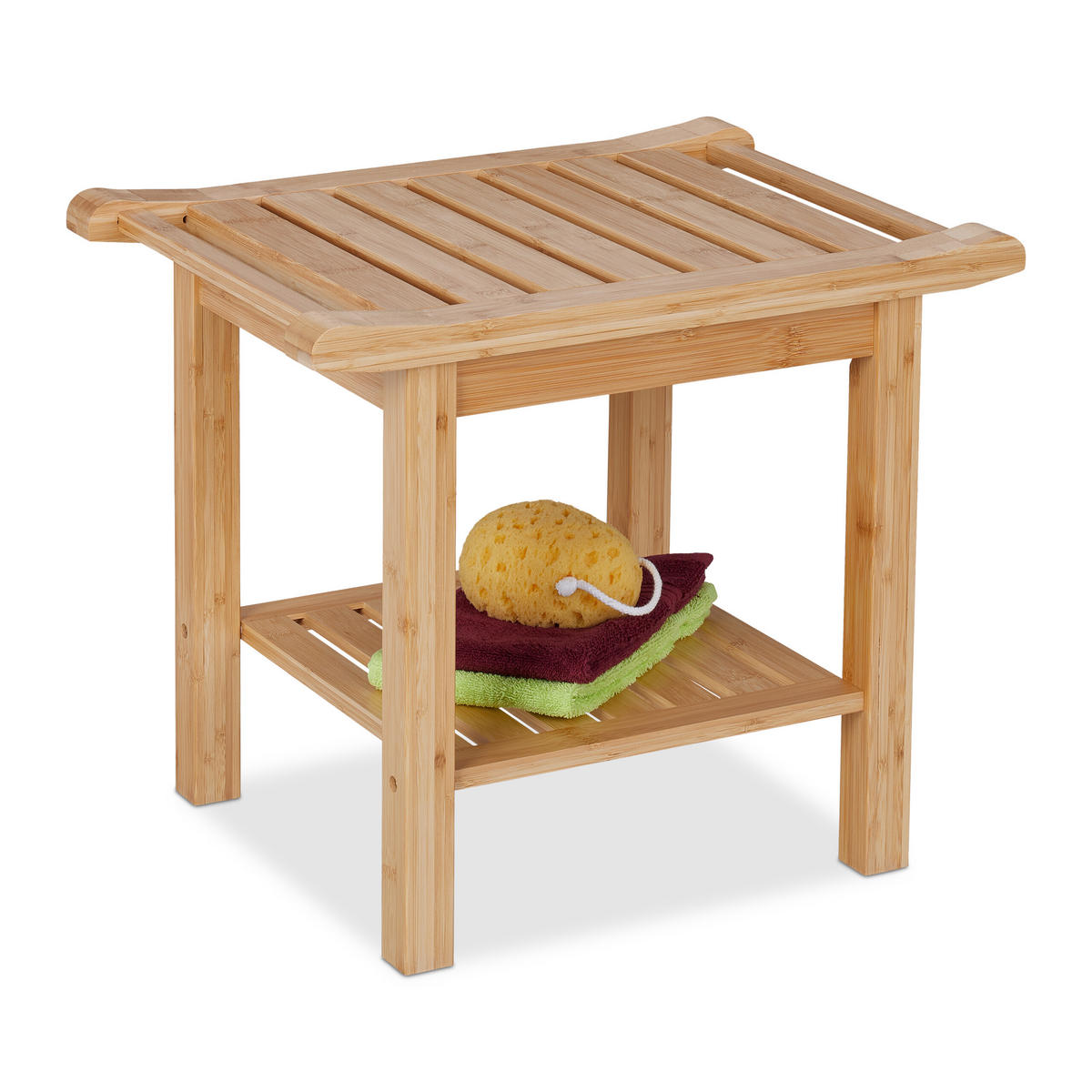 BADHOCKER - Hellbraun, Holz (55/45/40.5cm) - Relaxdays