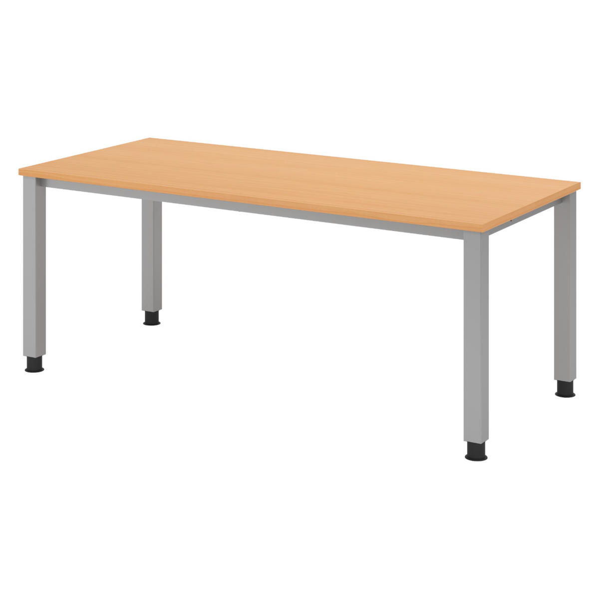 SCHREIBTISCH Serie-Q Gestell: Silber 80/180/74 cm in Buchefarben - Buchefarben, Holzwerkstoff (80/180/74cm) - bümö