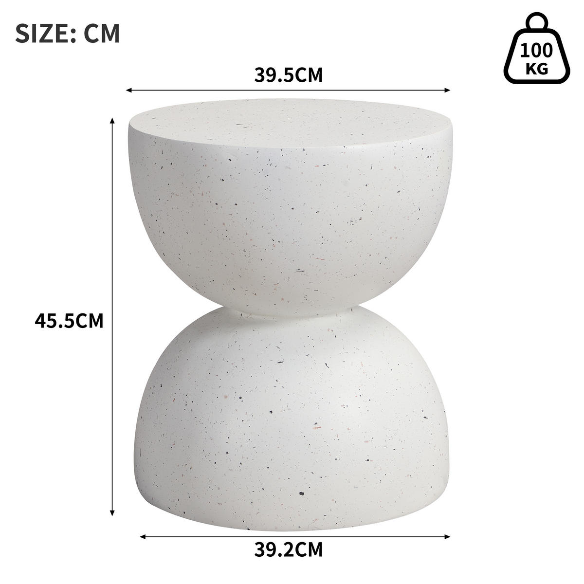 BEISTELLTISCH, MgO, Indoor/Outdoor, Terrazzo Weiß - Weiß, Naturmaterialien (39.5/39.5/45.5cm) - FLIEKS