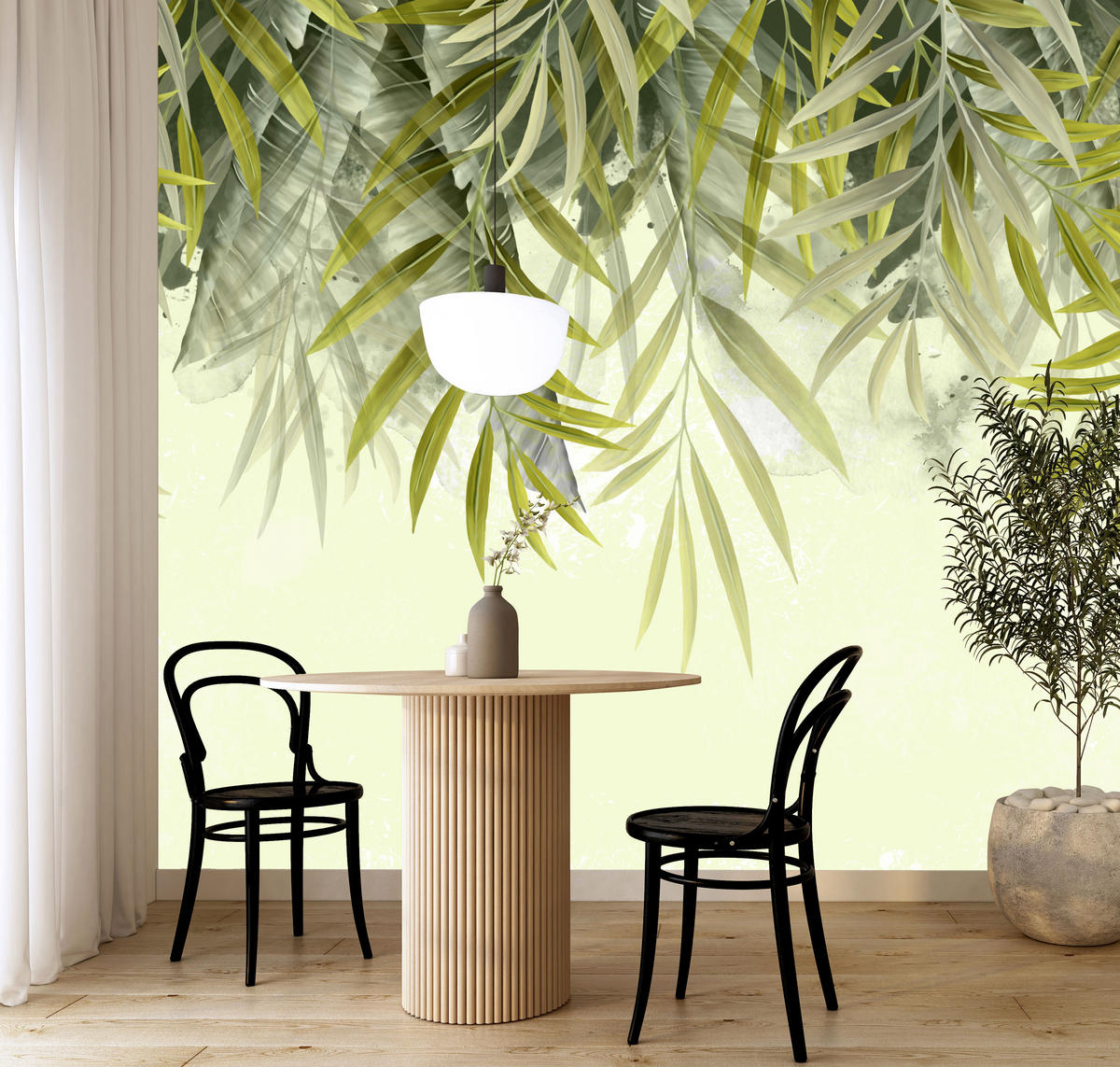 FOTOTAPETE für Schlafzimmer Exotische Blätter Grün Tropisch 450x315 - Grün, Papier (450/315cm) - Muralo