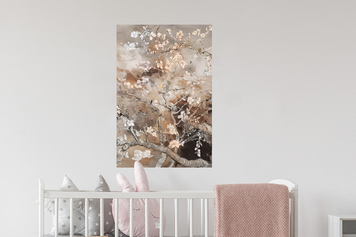 WANDTATTOO Mandelblüte - Kunst - Van Gogh - Beige - Abstrakt 40x60 cm - Braun, Kunststoff (40/60cm) - MuchoWow