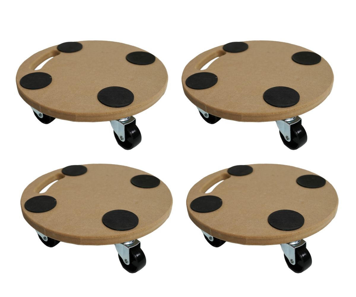 TRANSPORTROLLER 4er-Set Hercules mit 4 Rollen Rund 11x30x30 cm Traglast 100kg MDF Holzplatte Braun - Braun, Holzwerkstoff (30/30/11cm) - PROREGAL
