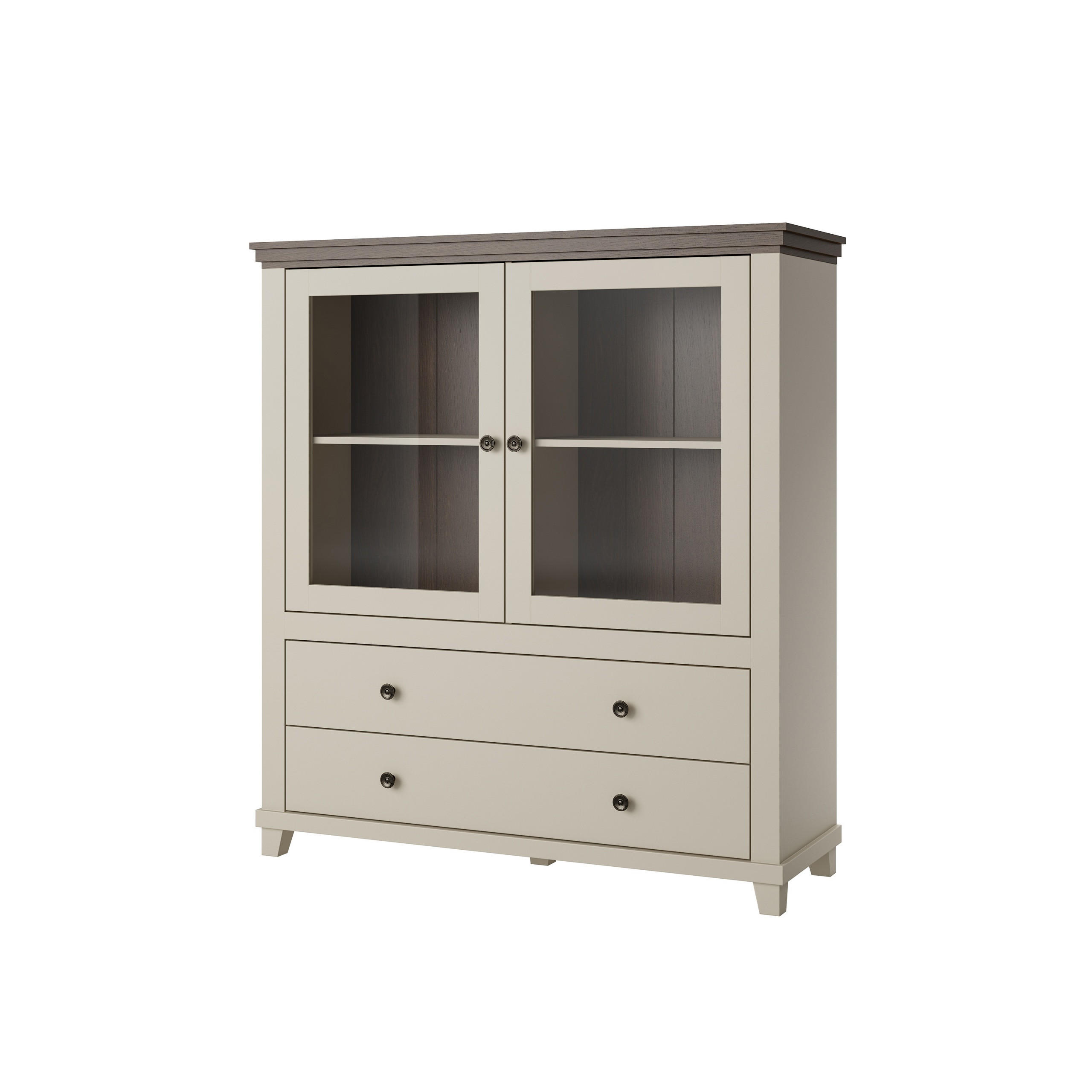 SIDEBOARD EVANDRO 126x42x138 cm mit 2 Schubladen und 2 Türen Beige - Beige, Holzwerkstoff (126/138/42cm) - MASSENO