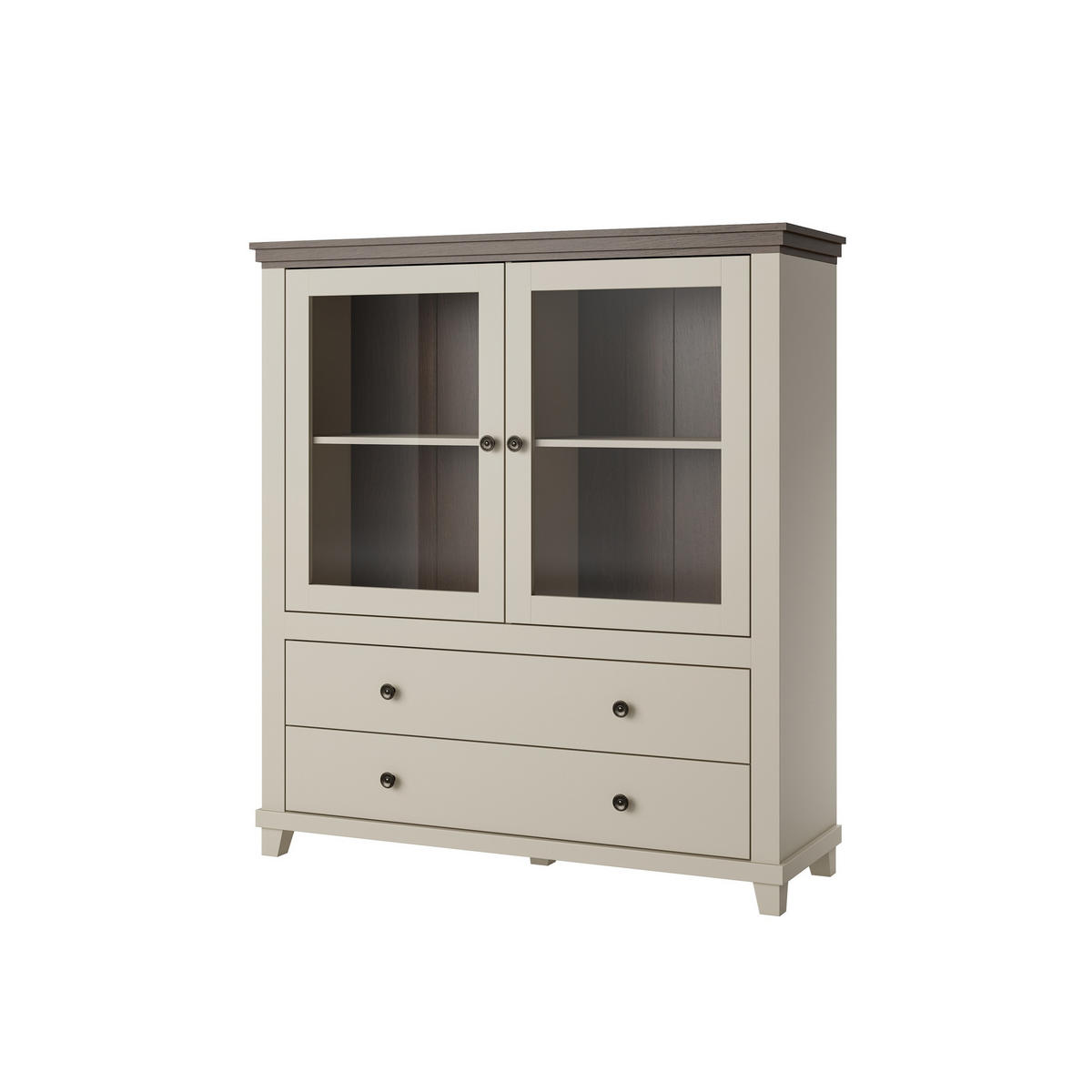 SIDEBOARD EVANDRO 126x42x138 cm mit 2 Schubladen und 2 Türen Beige - Beige, Holzwerkstoff (126/138/42cm) - MASSENO